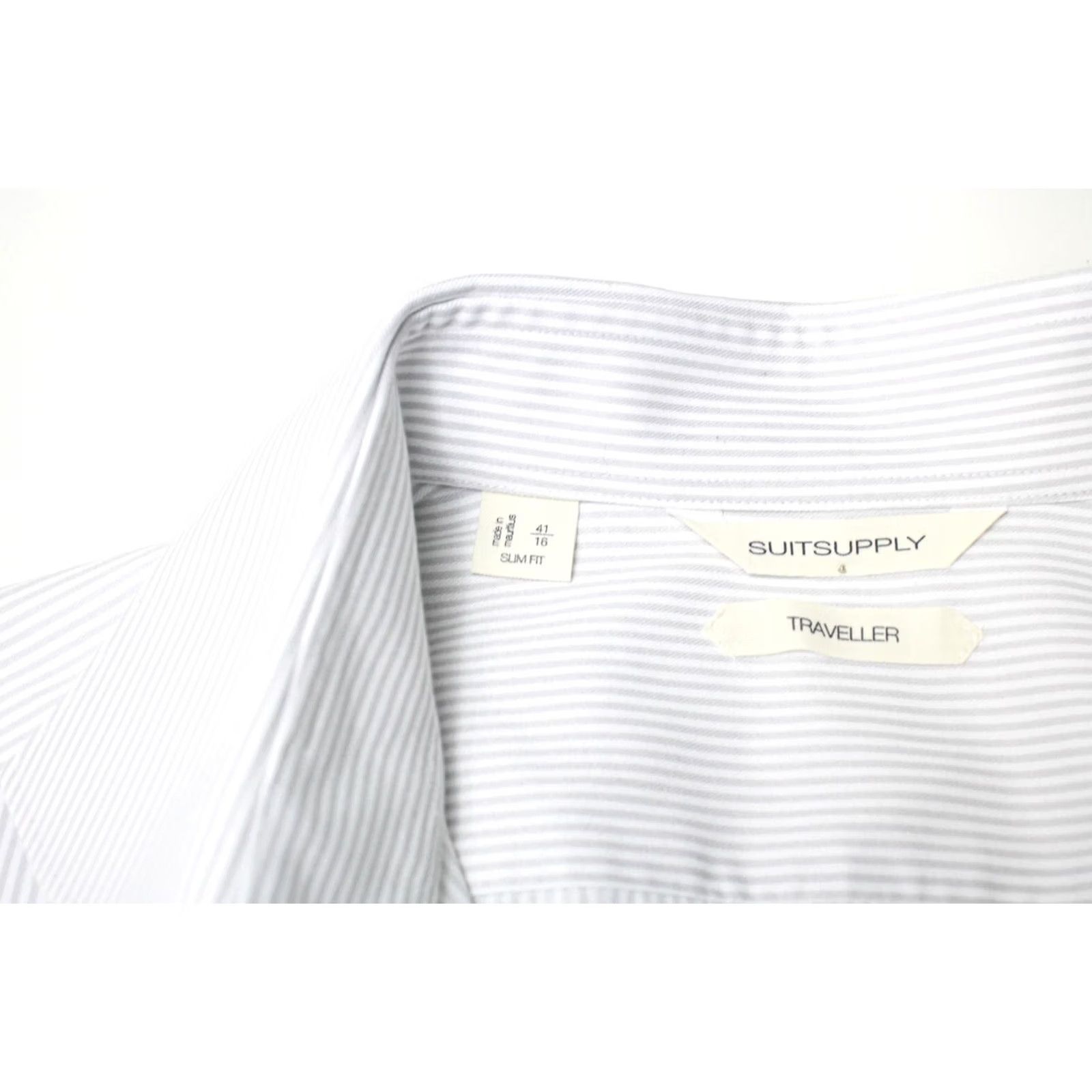 Suitsupply SUITSUPPLY Traveller Slim Fit Formal Shirt Men's 43 / 16 Button Up Long Sleeve Grey Size 46R - 7 Thumbnail
