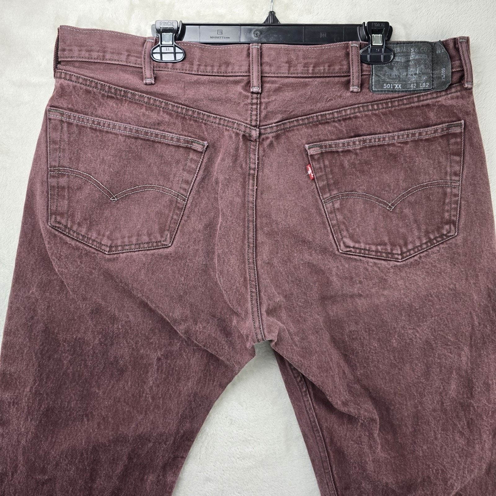 Levi's Levis 501xx Jeans 42x32 (Actual 40x29) Maroon Straight Leg Size US 40 / EU 56 - 9 Thumbnail