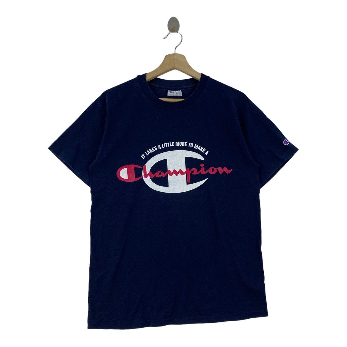 Champion × Vintage Vintage 90s CHAMPION USA Big Brand Print Navy Size US M / EU 48-50 / 2 - 1 Thumbnail