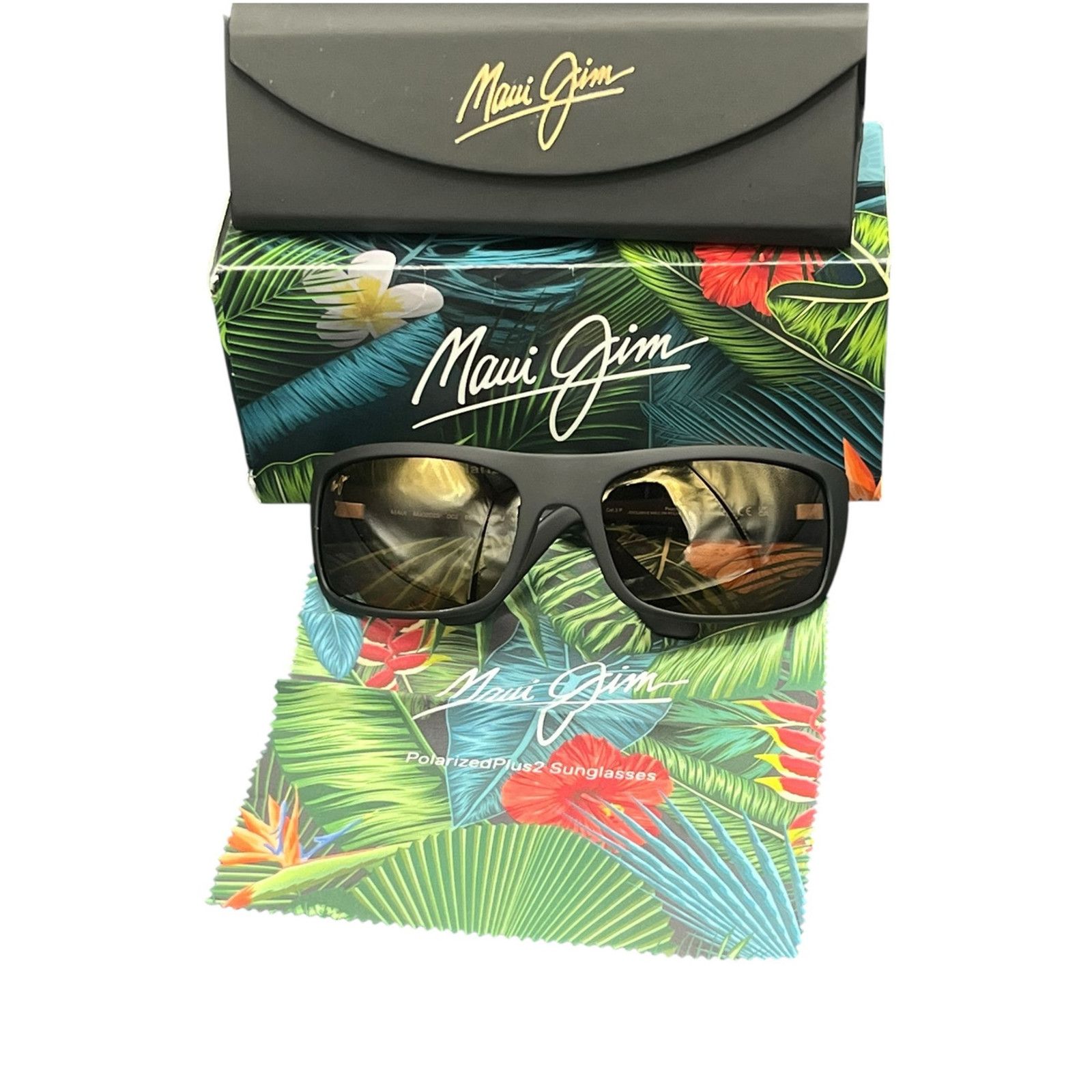 Maui Jim Maui Jim Pe'ahi Polarized Wrap Sunglasses Matte Black Size ONE SIZE - 3 Thumbnail