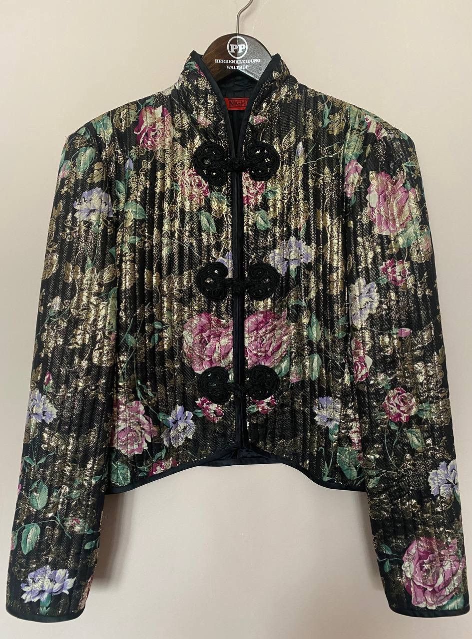 Valentino VALENTINO NIGHT Black Floral Silk Jacket 1980's VINTAGE Size M / US 6-8 / IT 42-44 - 1 Thumbnail