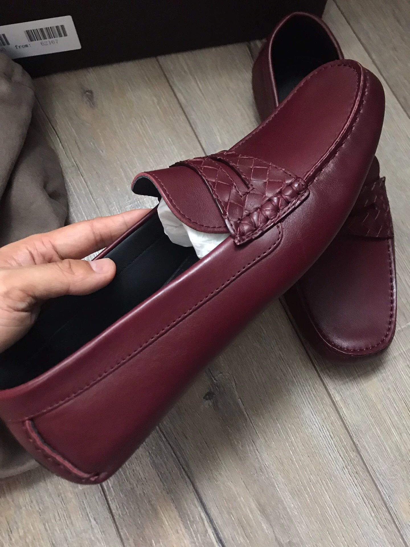 Bottega Veneta BV Burgundy Woven & Leather Driving Shoe 42.5 Size US 9.5 / EU 42-43 - 4 Thumbnail