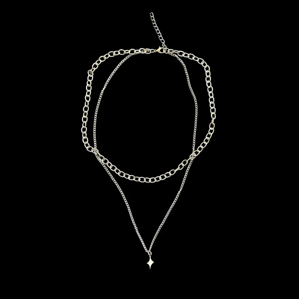 Jewelry Star Chain Necklace Punk Gothic Chrome Rock Size ONE SIZE - 2 Thumbnail