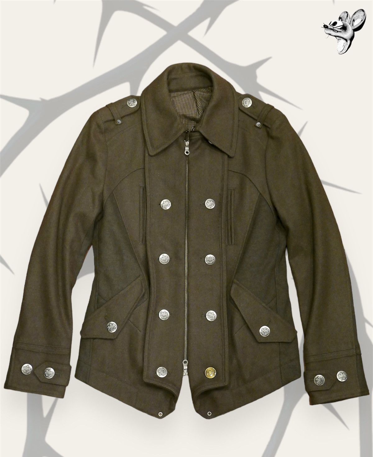 image of Archival Clothing x Ppfm Peacoat Jacket in Olive, Men's (Size Small)