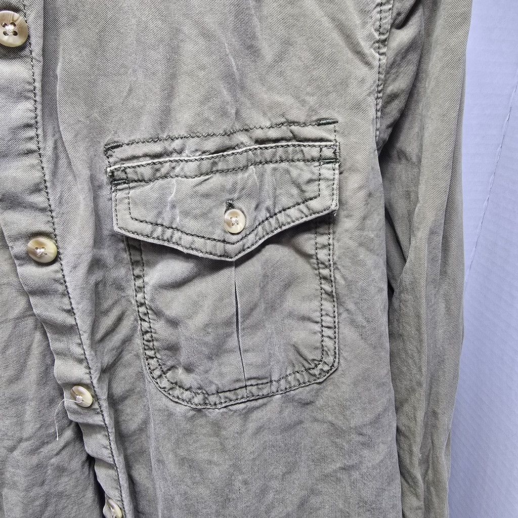 American Eagle Outfitters American Eagle Womens Gray Vtg Bf Button Up Shirt Size XS TP Size XS / US 0-2 / IT 36-38 - 3 Thumbnail