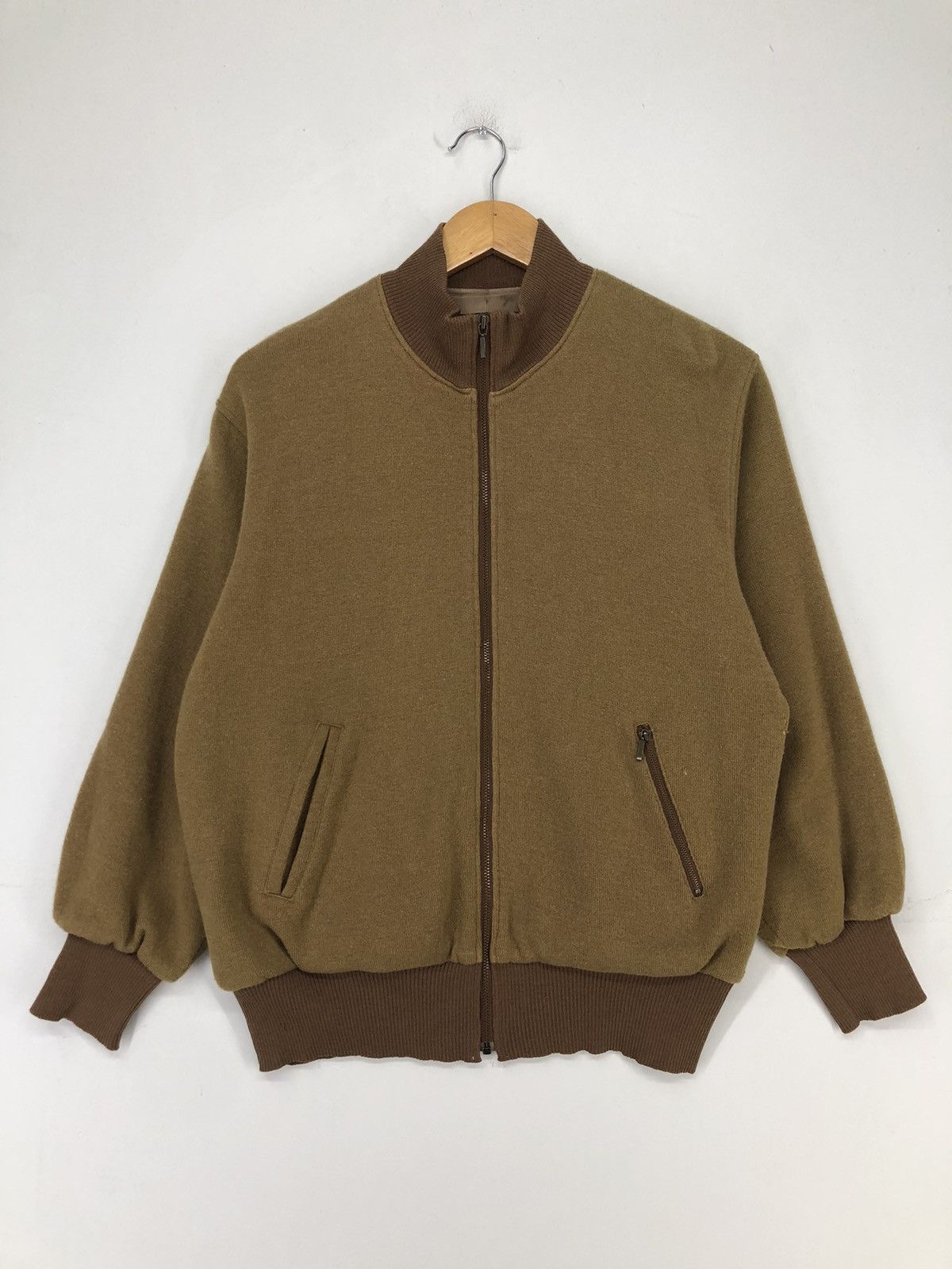 Trussardi Vintage Trussardi Sport Golf Distressed Wool Bomber Jacket Size US M / EU 48-50 / 2 - 1 Thumbnail
