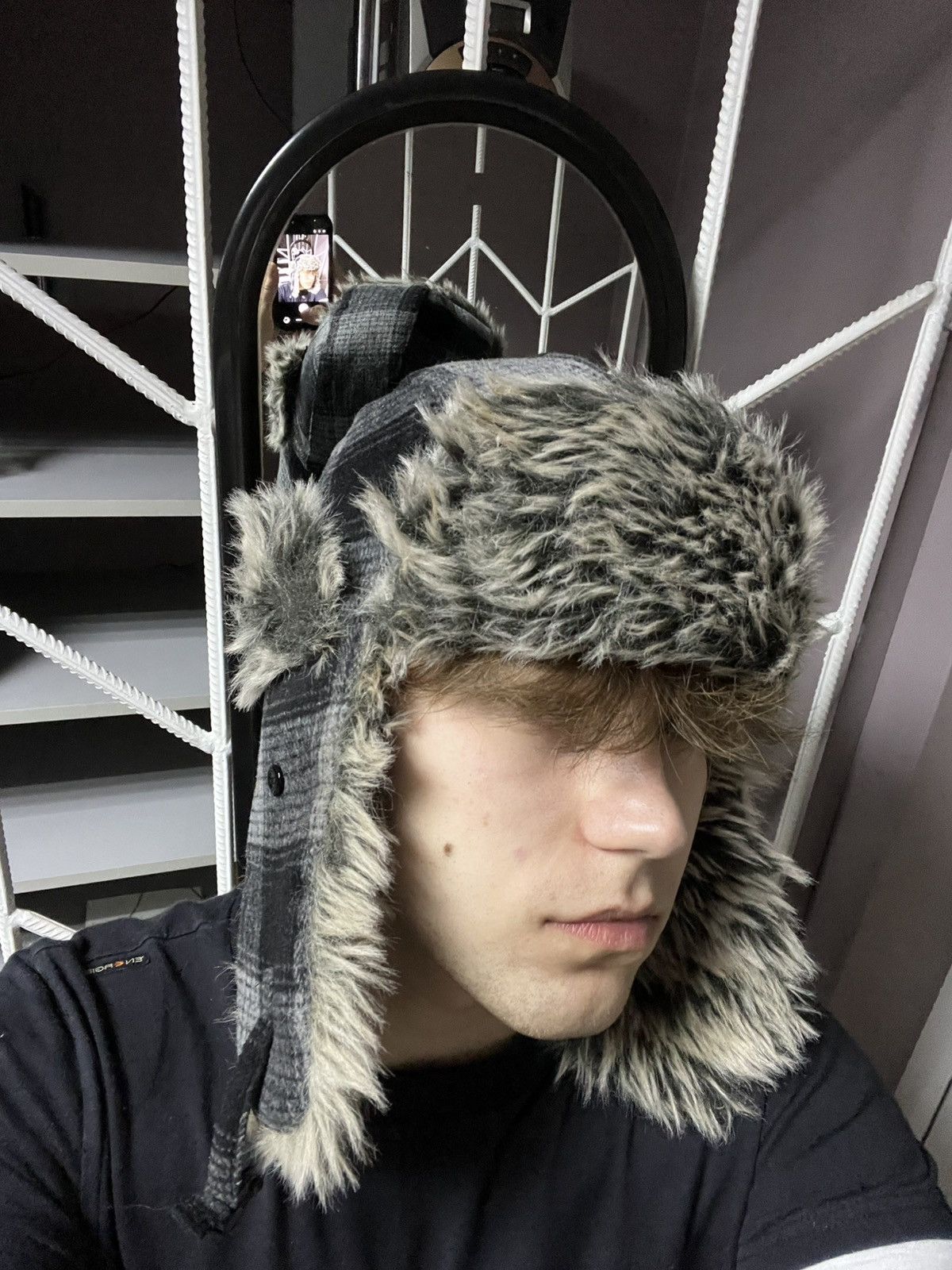 Japanese Brand Ushanka Trapper Hat Furry Mohair Fuzzy Fur Hat Y2K 90s rare Size ONE SIZE - 5 Thumbnail