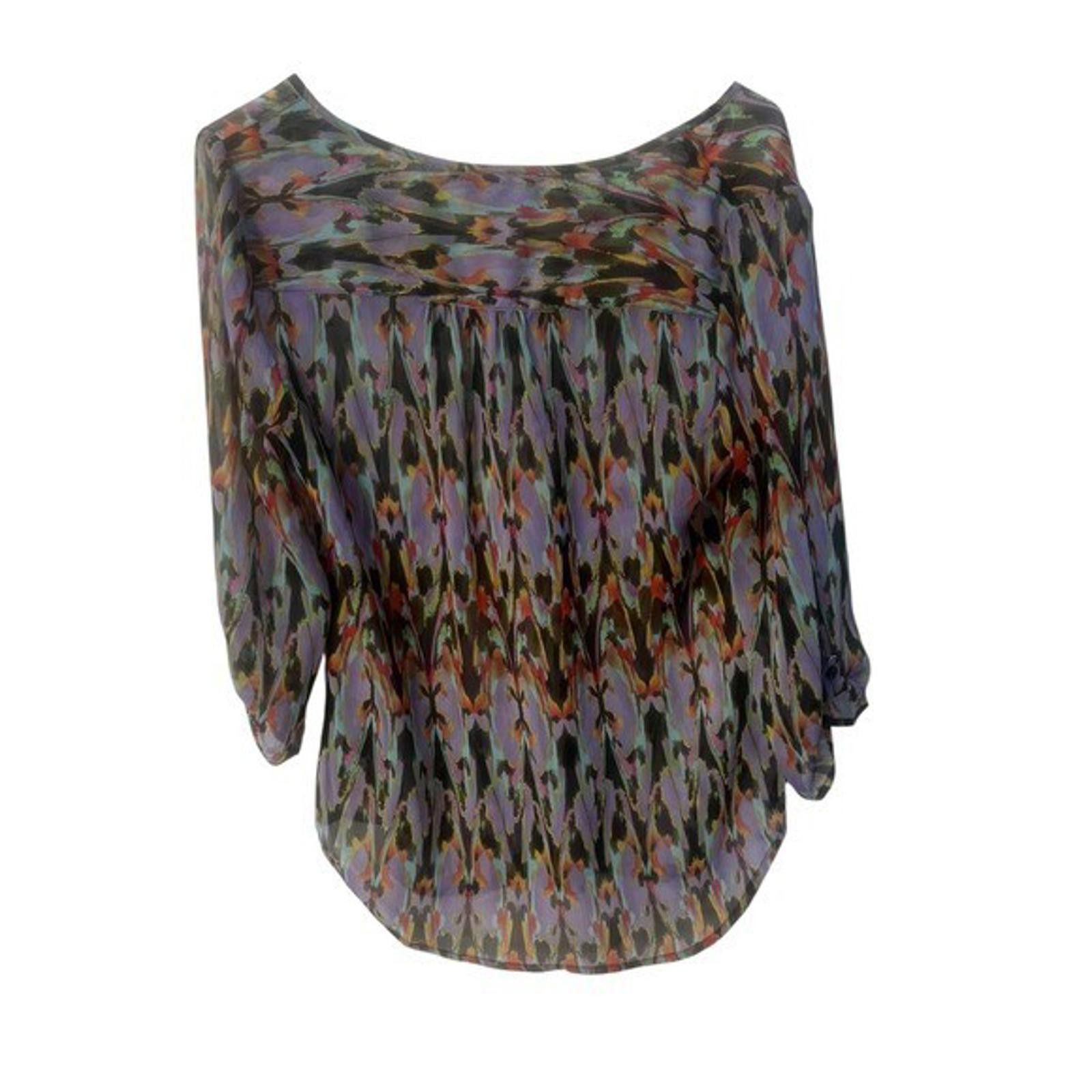 Express Express Blouse Abstract Print 3/4 Sleeve Sheer Top XS Size XS / US 0-2 / IT 36-38 - 2 Thumbnail