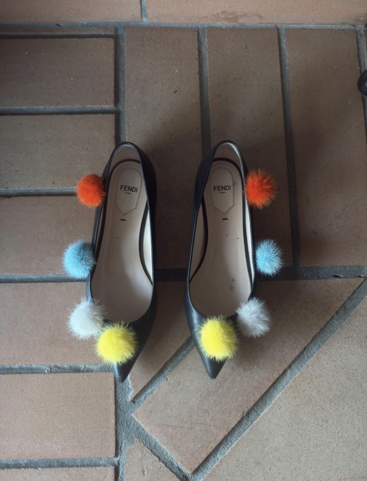 Fendi Fendi Black Pom Pom Ballerina Flats Size US 7 / IT 37 - 2 Thumbnail