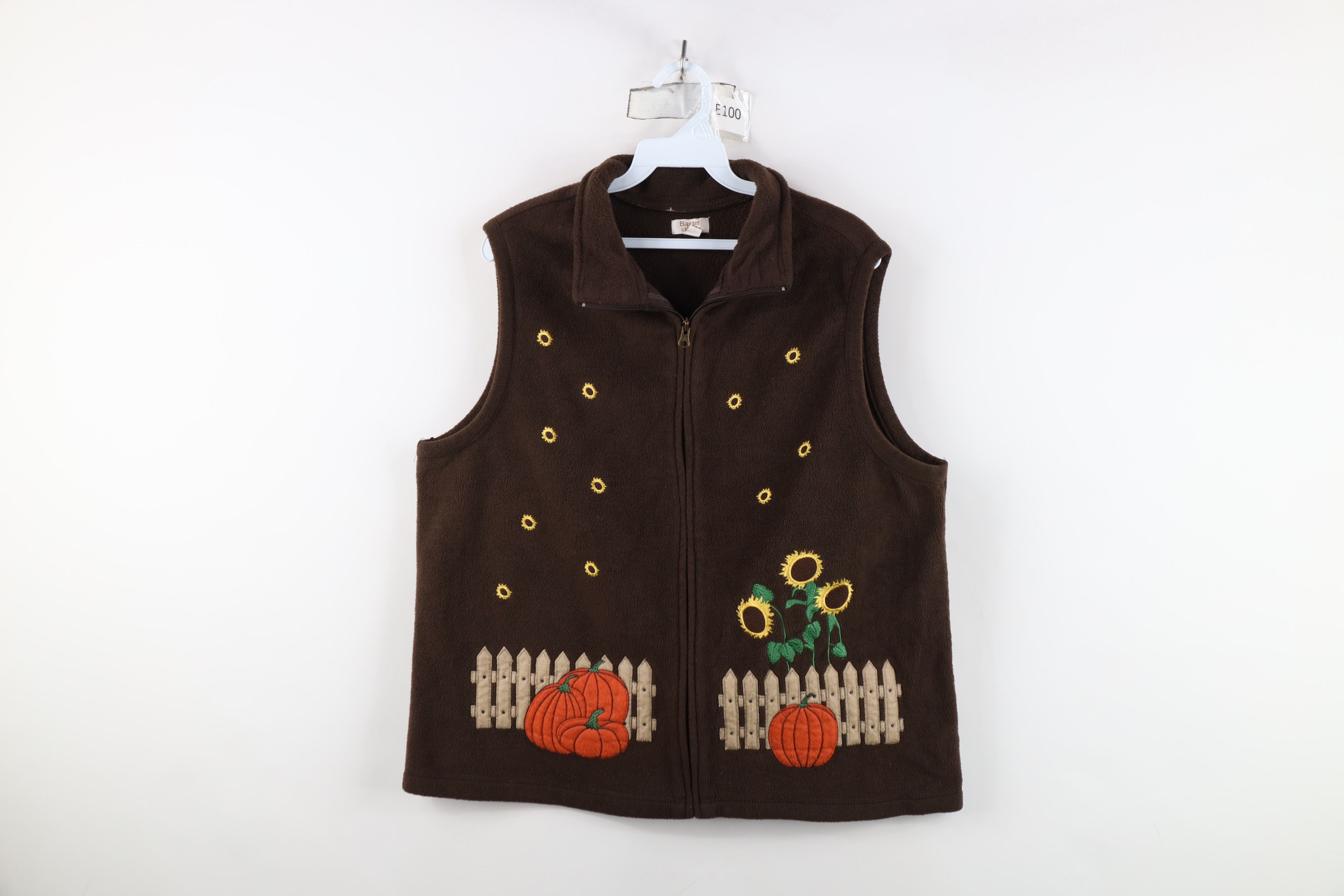 Vintage Vintage 90s Streetwear Pumpkin Sunflower Fleece Vest Jacket Size XL / US 12-14 / IT 48-50 - 1 Thumbnail