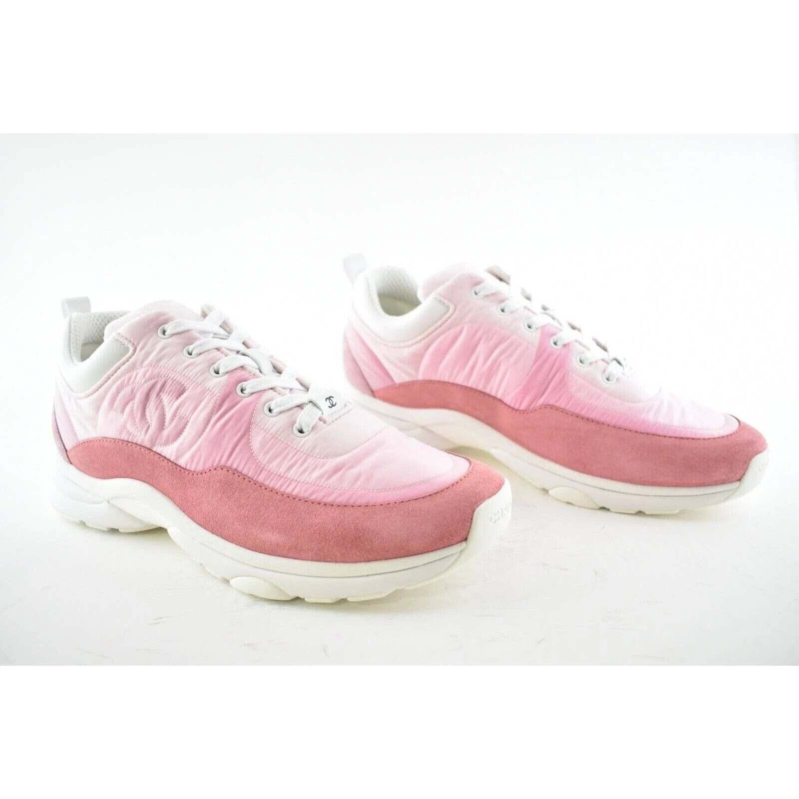 Chanel Chanel Mens 21C Pink Suede Leather CC Logo Lace Low Top Size US 10 / EU 43 - 4 Thumbnail
