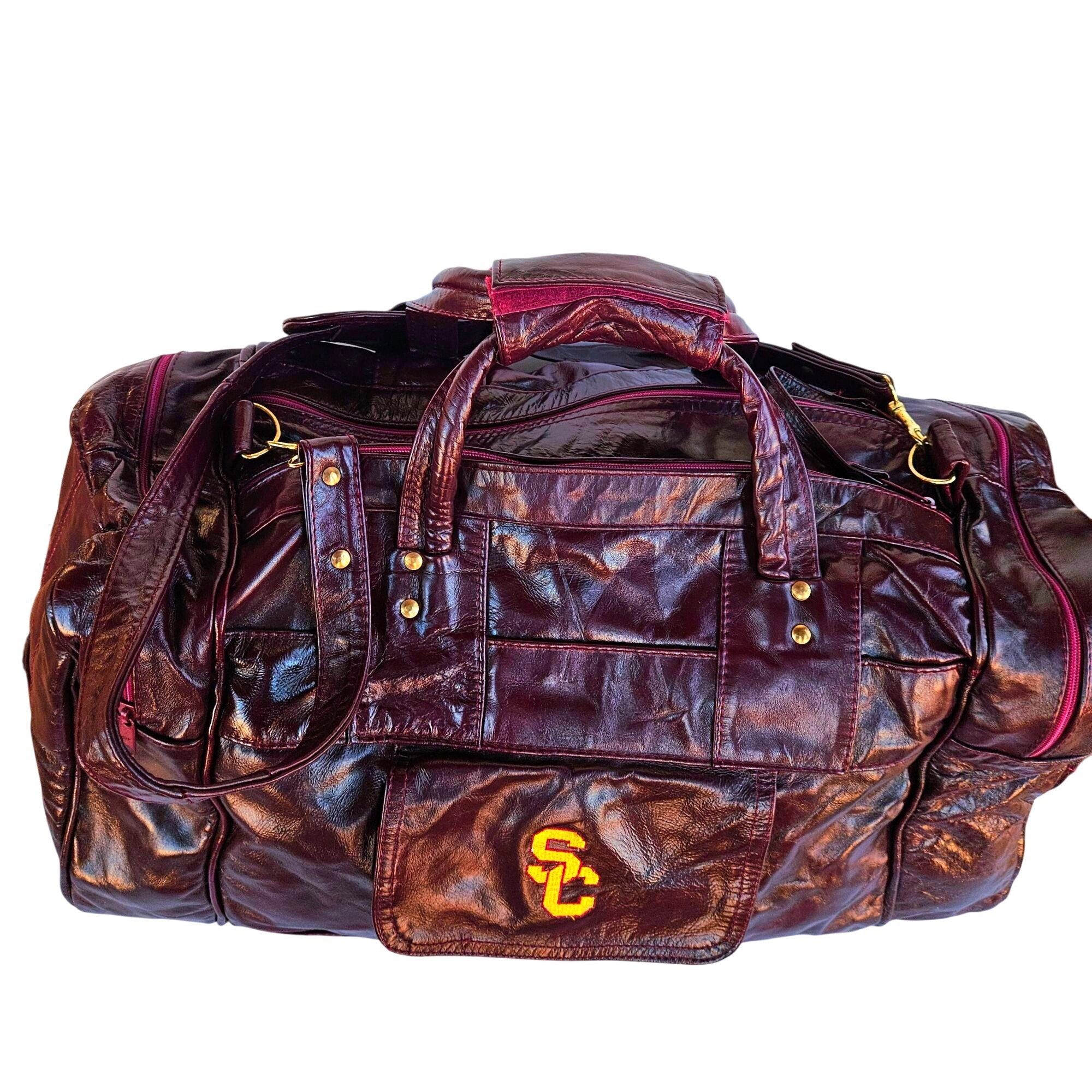 Other USC Trojans Vintage Patchwork Maroon Leather Duffel 22" Carr Size ONE SIZE - 2 Thumbnail