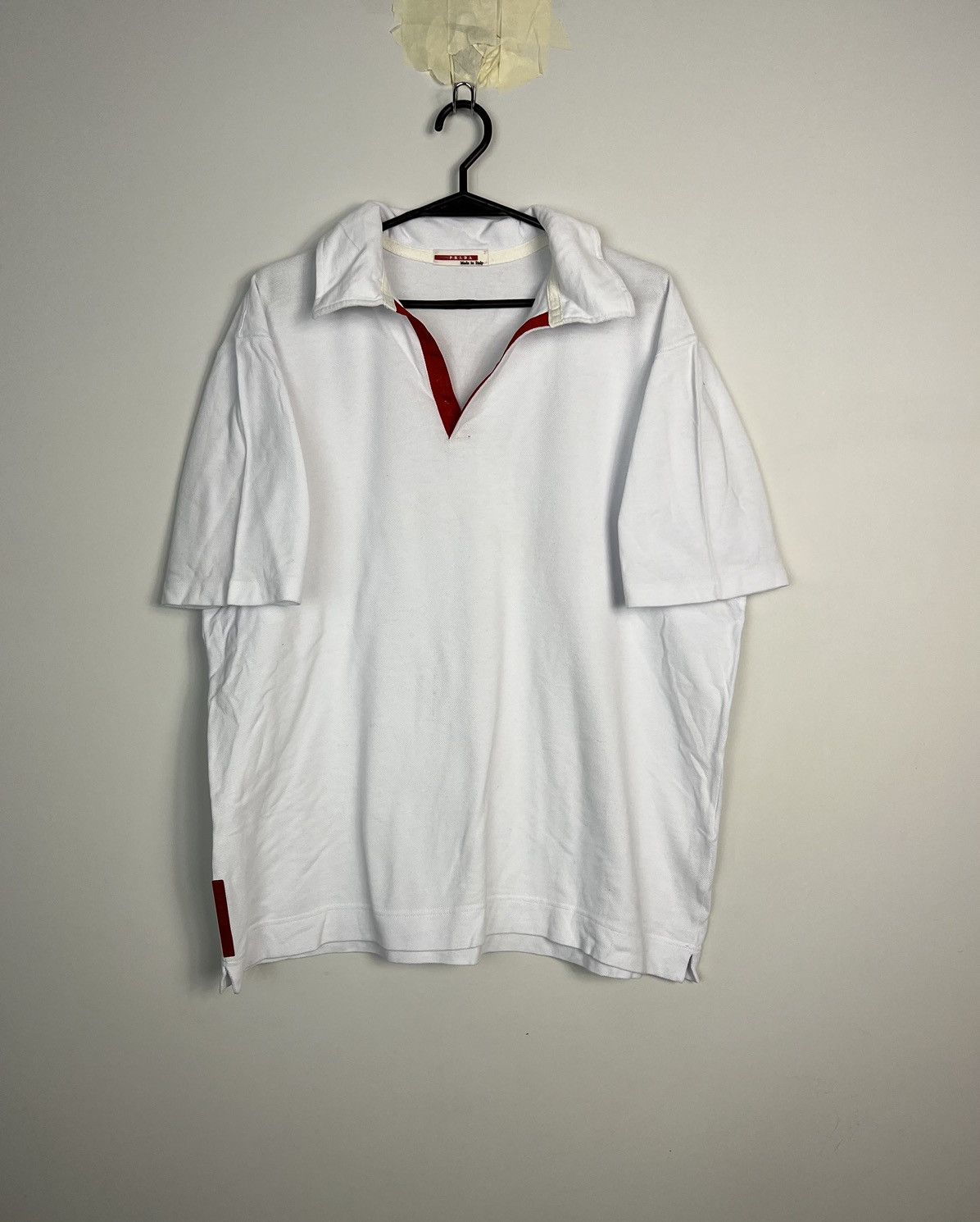 Prada Polo Shirt Prada Made In Italy White Vintage Size US L / EU 52-54 / 3 - 2 Thumbnail