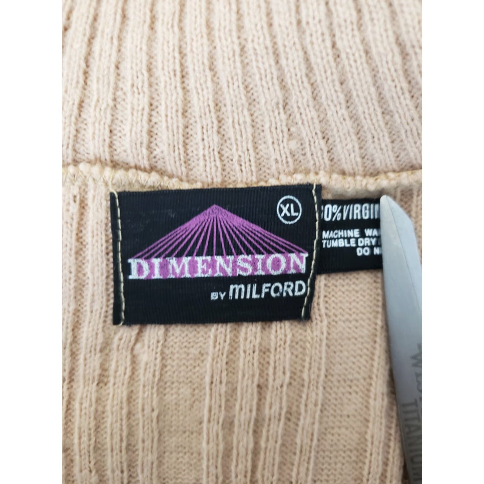 Vintage VINTAGE Dimensions Union Made 100% Virgin Acrylic Ribbed Tutleneck-XL Beige Shirt Mens Or Womens? Size XL / US 12-14 / IT 48-50 - 4 Thumbnail