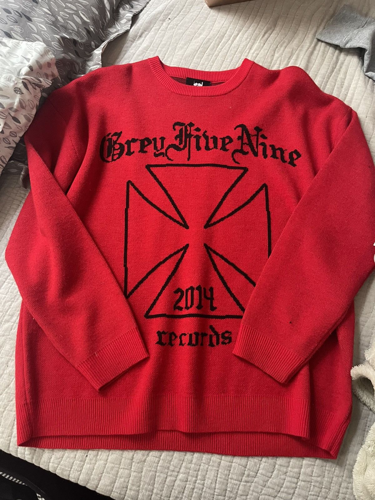 image of G59 Records Knit Sweater in Red, Men's (Size Large)