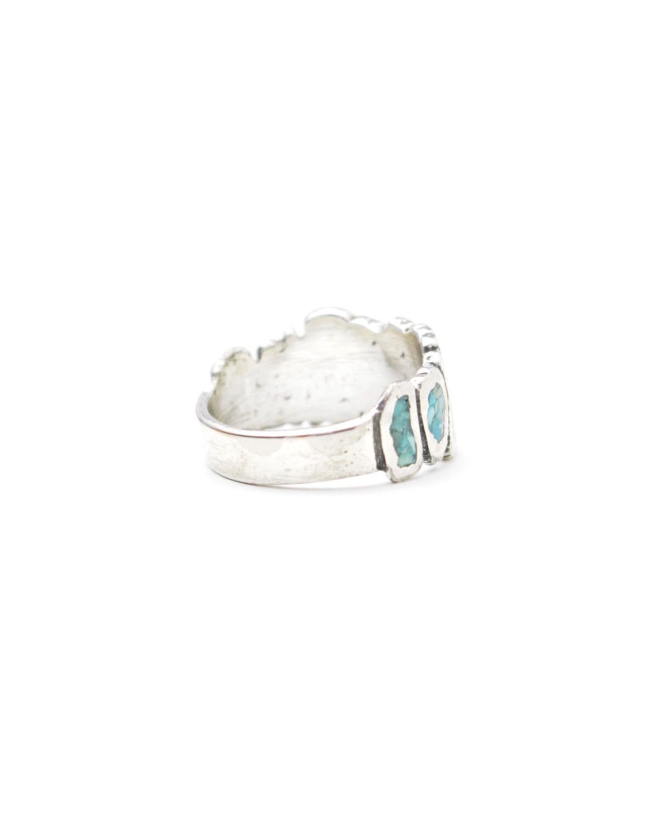 Vintage 2000S JAPANESE MADE NAVAJO TURQUOISE INLAY METAL RING Size ONE SIZE - 4 Thumbnail