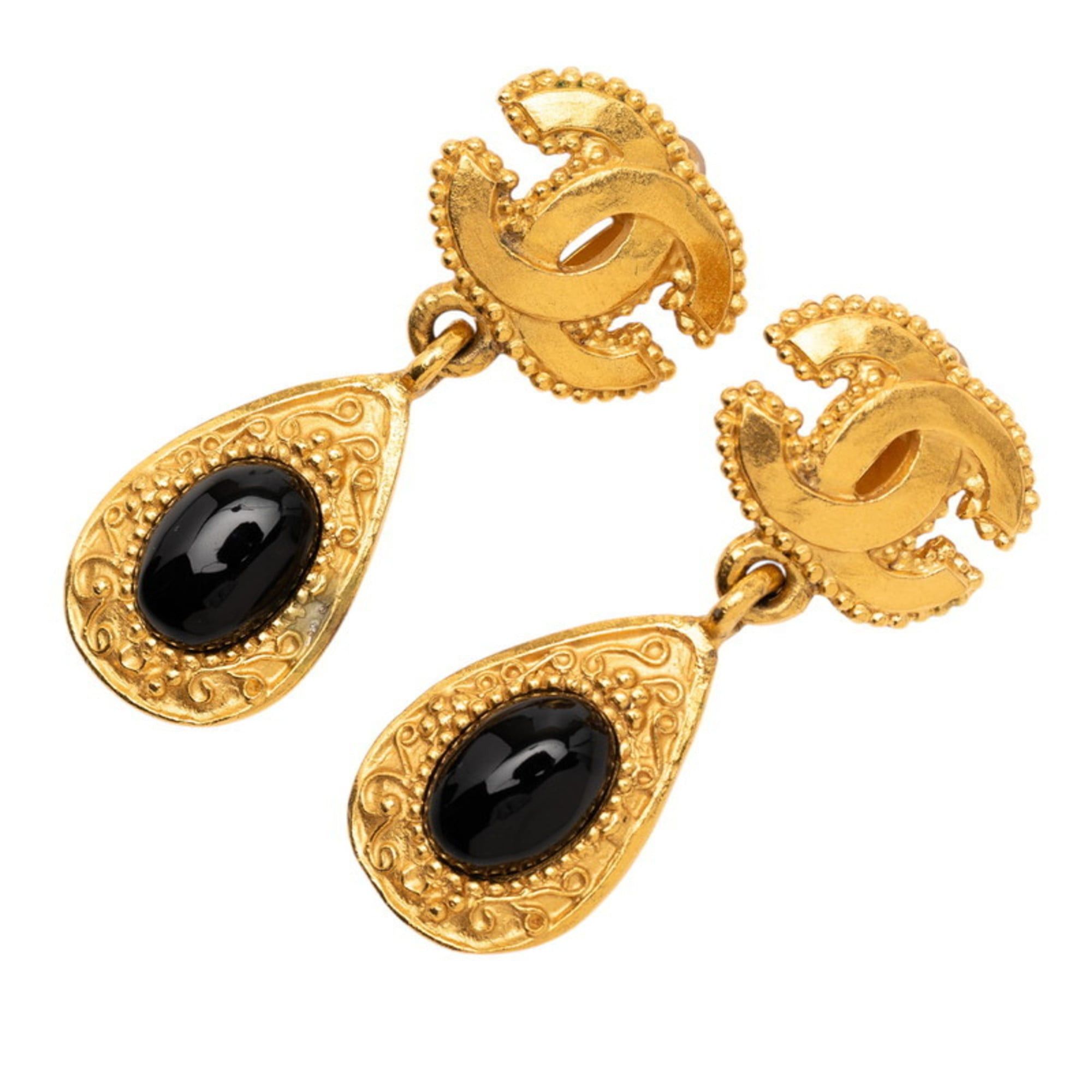Chanel Vintage Chanel Coco Mark Gripoir Swing Earrings, Gold with Blue Plated, Women's Size ONE SIZE - 1 Thumbnail