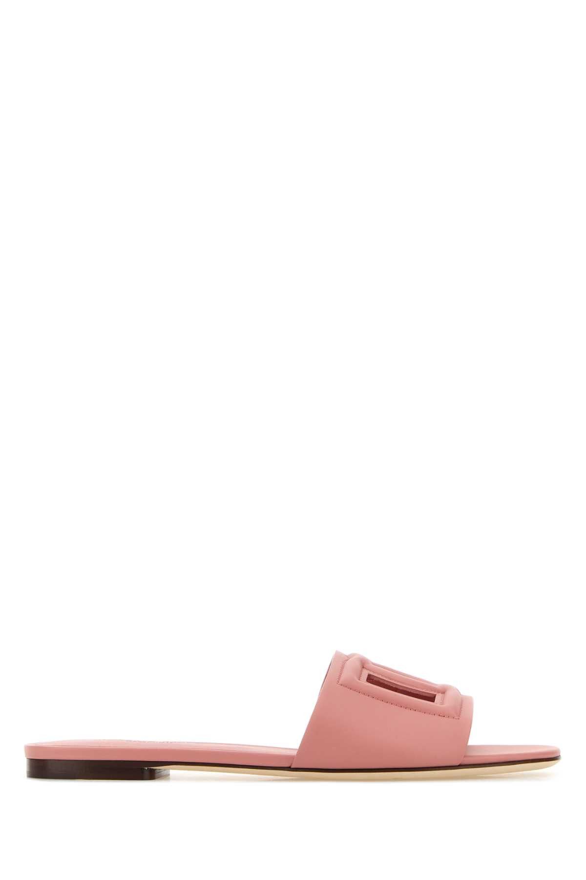Dolce & Gabbana Pink Nappa Leather Slippers Size US 6 / IT 36 - 1 Thumbnail