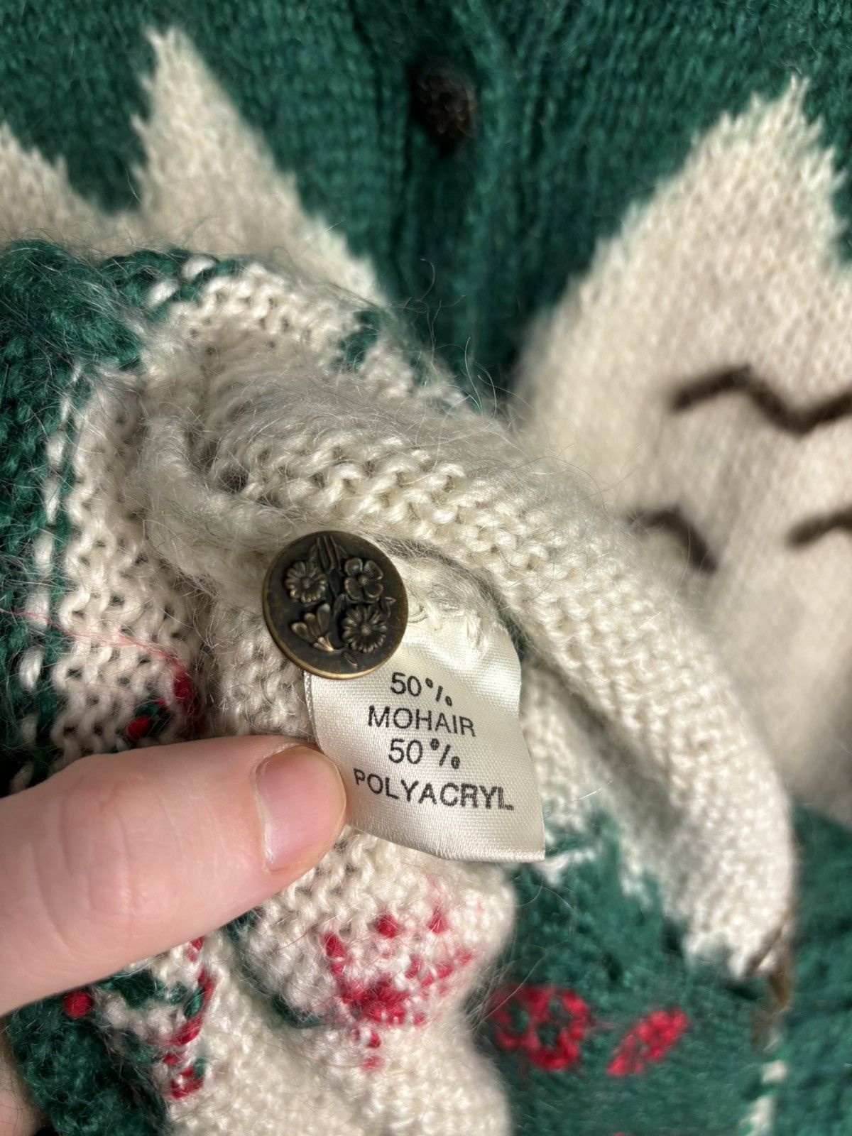 Handmade Vintage Mohair Pond Life Knitted Cardigan Size ONE SIZE - 21 Thumbnail