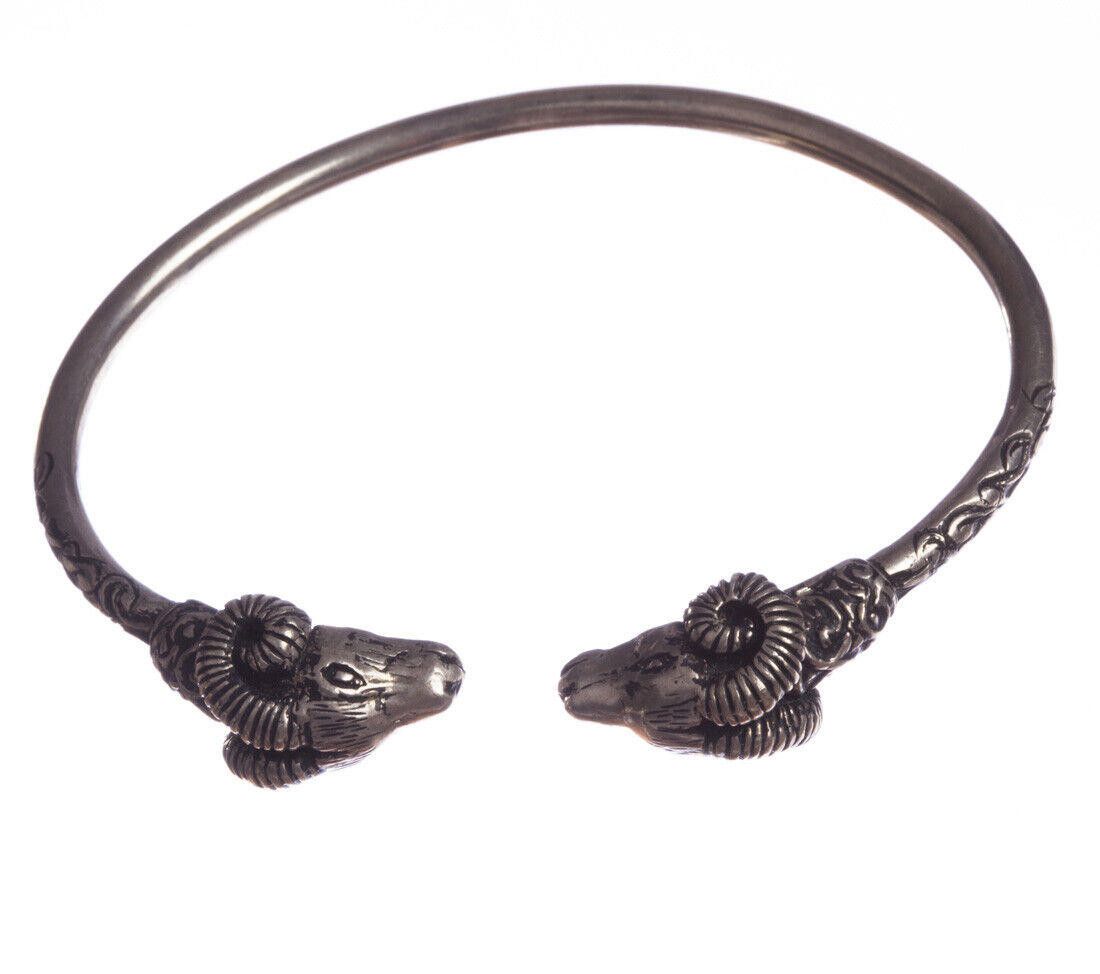 Designer Sterling Silver Thin Unisex Double Headed Ram Bracelet Size ONE SIZE - 1 Thumbnail