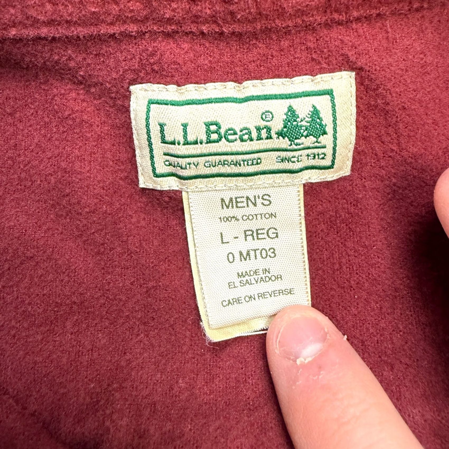 Vintage L.L. Bean Chamois Cloth Shirt Mens Large Red Heavyweight Flannel Button-Up Workwear Pockets Knit Cotton Shirt Size US L / EU 52-54 / 3 - 6 Thumbnail