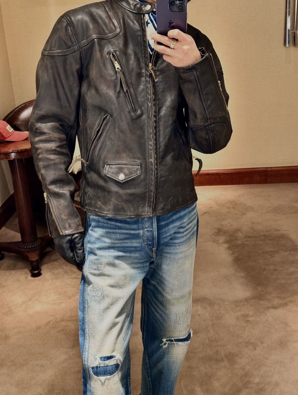 RRL Ralph Lauren Double RL RRL Leather Moto Jacket，size XL Size US XL / EU 56 / 4 - 3 Thumbnail