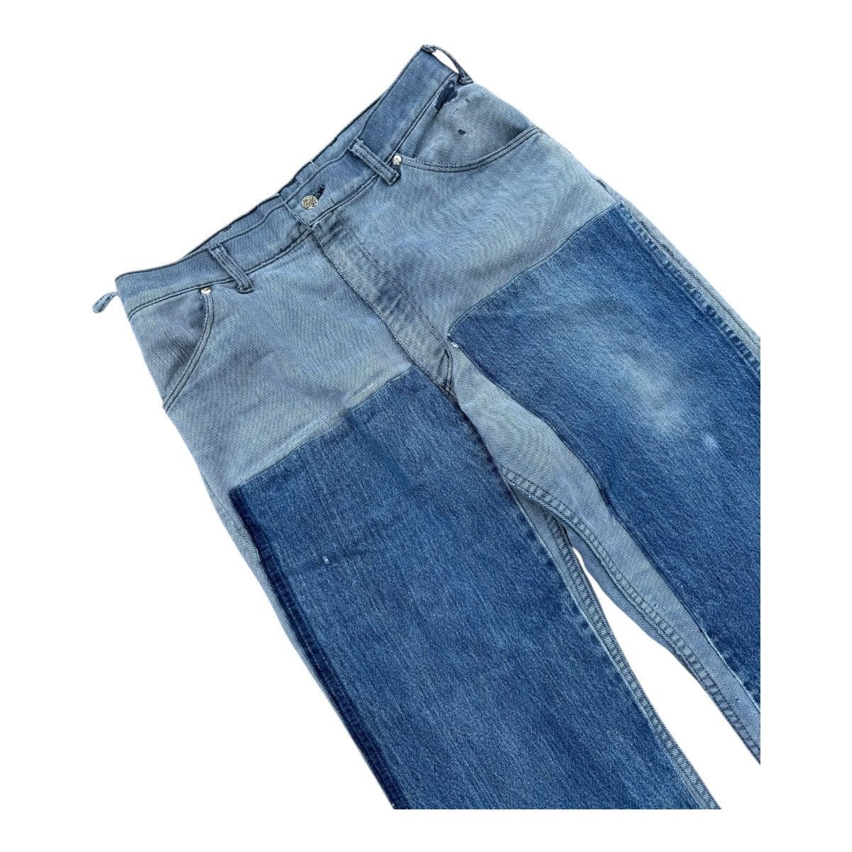 Vintage Tour de France Y2K Patchwork Wide Leg Denim Jeans Size 33 Size US 33 - 3 Thumbnail
