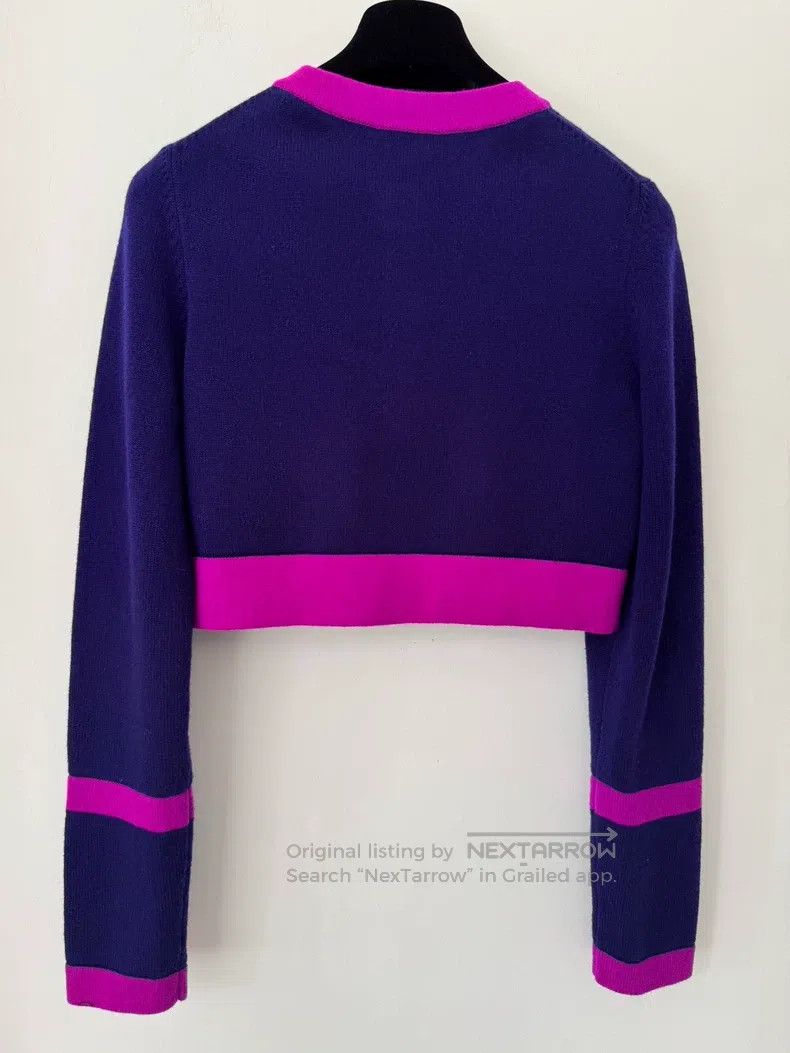 Chanel Chanel 23B blue and purple round-neck cardigan long sleeve Size XXS / US 00 / IT 34 - 2 Thumbnail