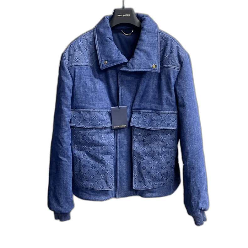 Louis Vuitton Louis Vuitton Blue Embossed Logo Denim Jacket Size US L / EU 52-54 / 3 - 1 Thumbnail