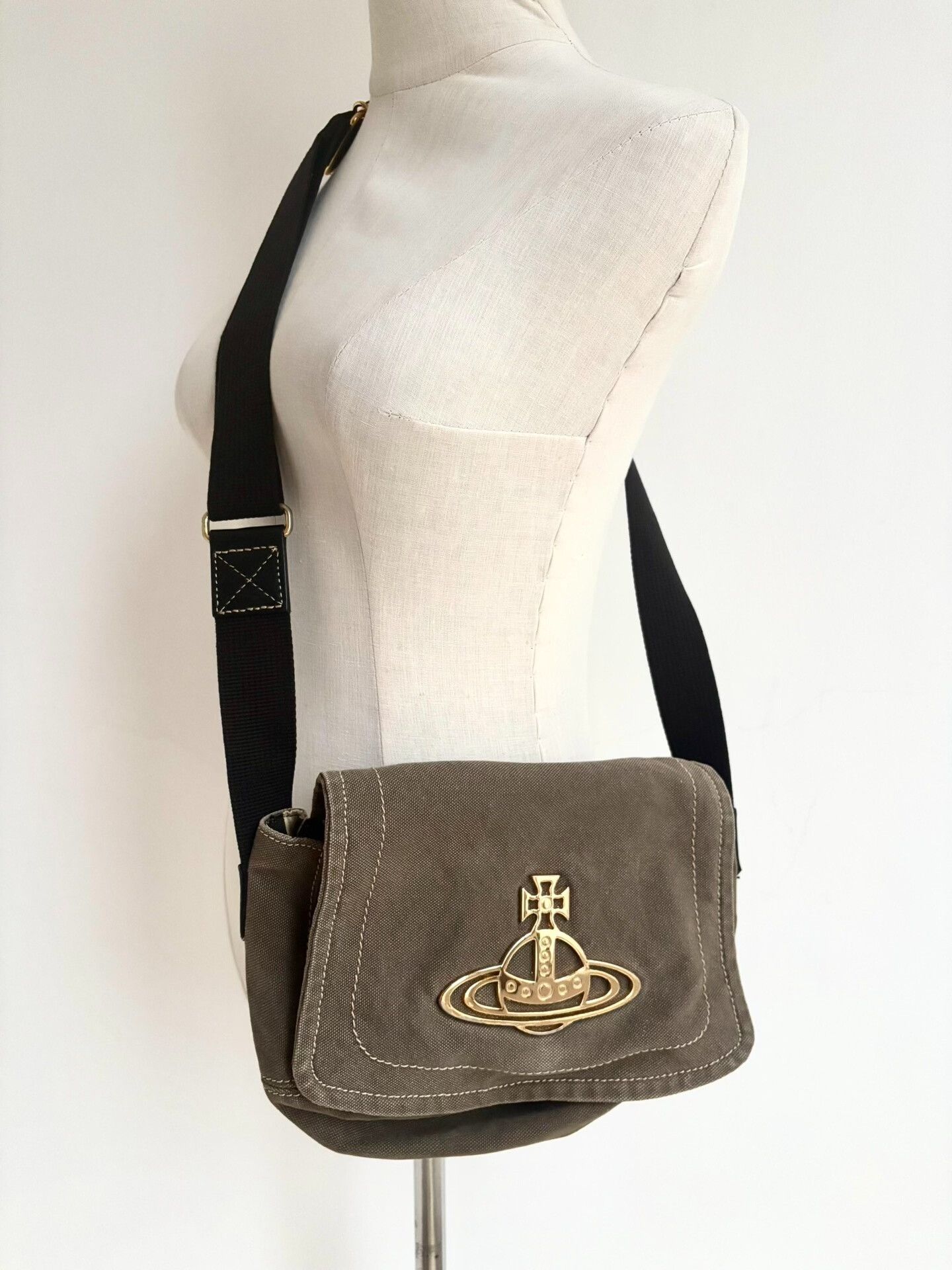 Vivienne Westwood Vivienne Westwood Olive Green Canvas Bag Size ONE SIZE - 1 Thumbnail
