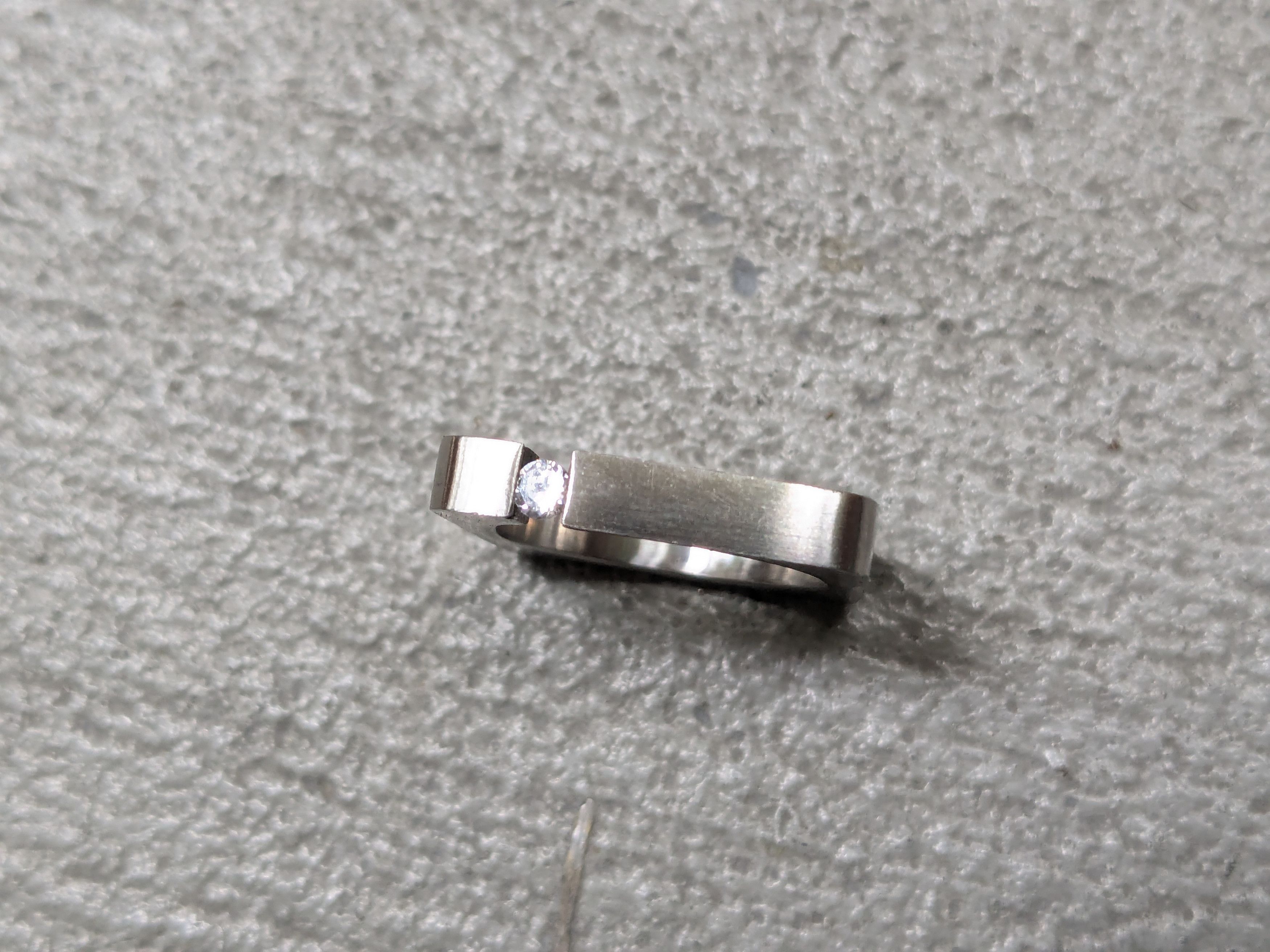 Vintage Vintage Stainless Steel Ring CZ Square Modern Abstract Size ONE SIZE - 9 Thumbnail