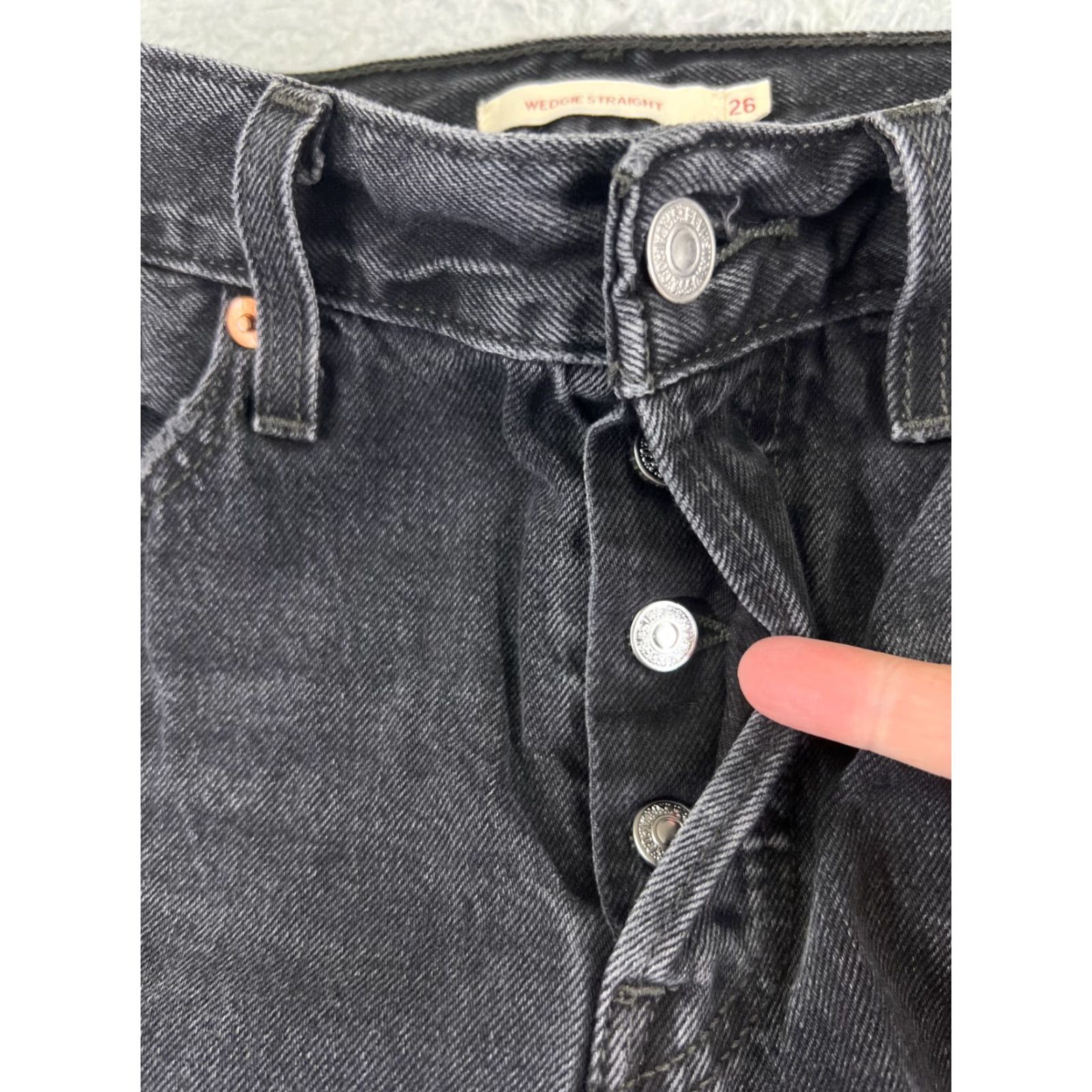 Levi's Levi's Wedgie Fit Jeans Womens 26x26 Black Denim 500 Series Stretch Straight Vintage: No Size 26" / US 2 / IT 38 - 5 Thumbnail