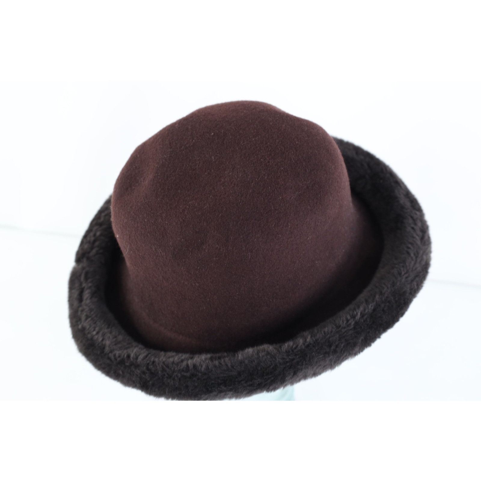 Vintage Vintage 60s 70s Rockabilly Plush Faux Fur Trim Felt Wool Hat Size ONE SIZE - 4 Thumbnail
