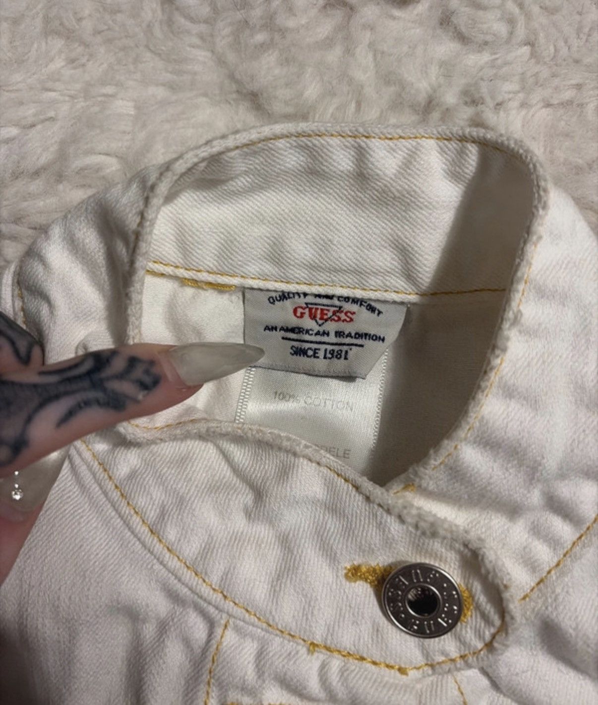 Guess Vintage Guess White Cropped Jacket Size S / US 4 / IT 40 - 2 Thumbnail
