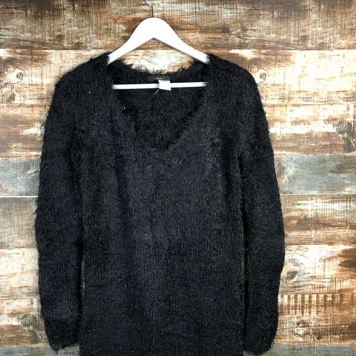 Vintage DL Rienda Black fur shaggy Knitwear #C233 Size M / US 6-8 / IT 42-44 - 2 Thumbnail