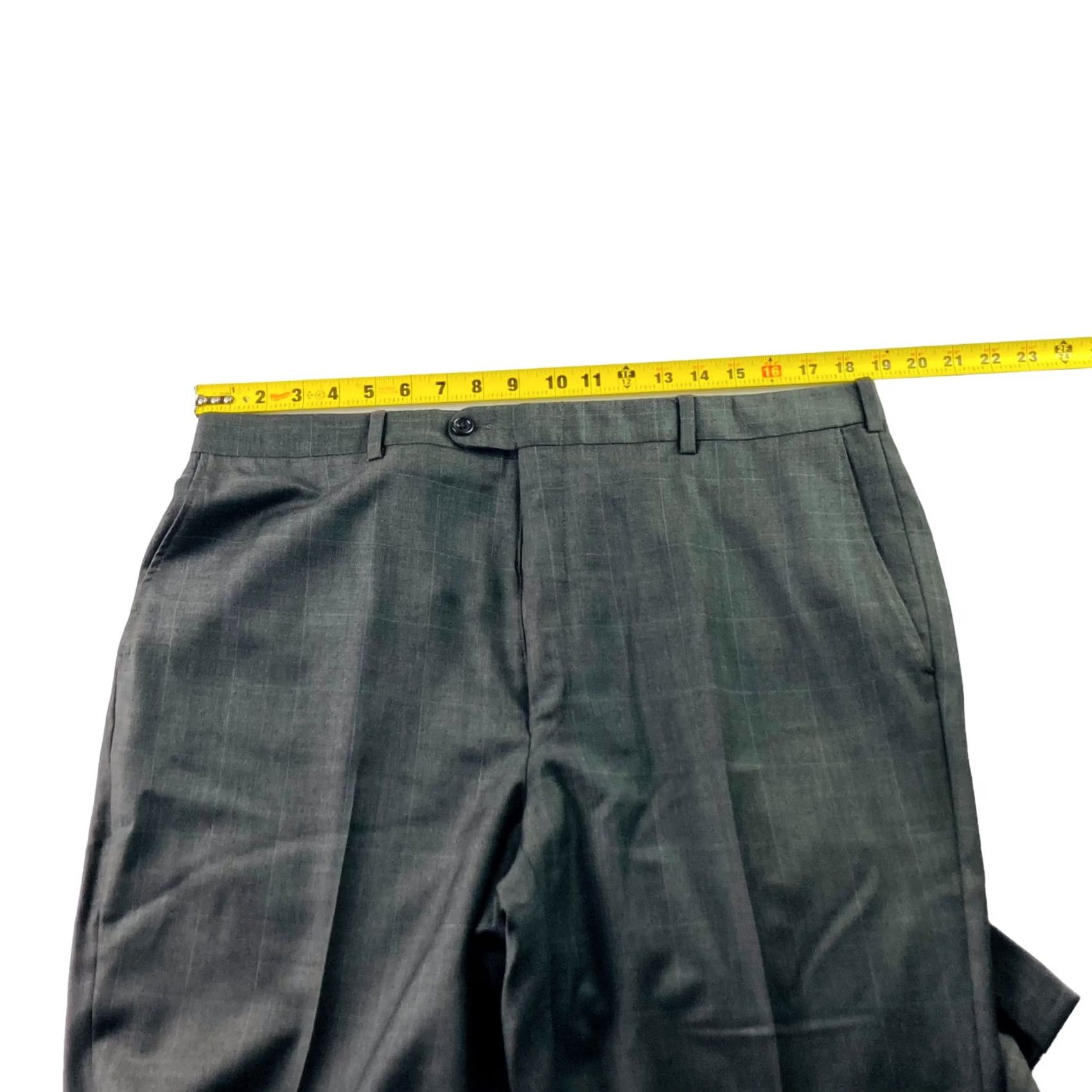 Vintage Hickey Freeman Men's Dress Pants Flat Front Plaid Gray 36x30 Size US 36 / EU 52 - 5 Thumbnail