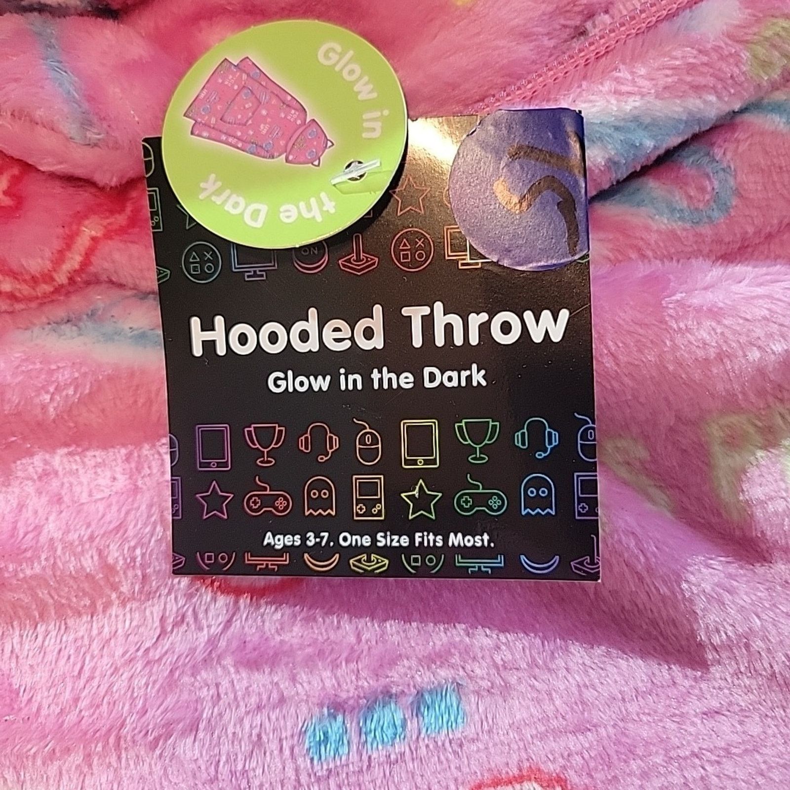 The Unbranded Brand Pink Blanket Hoodie Gaming Oversized Soft Fleece Glows Size ONE SIZE - 2 Thumbnail