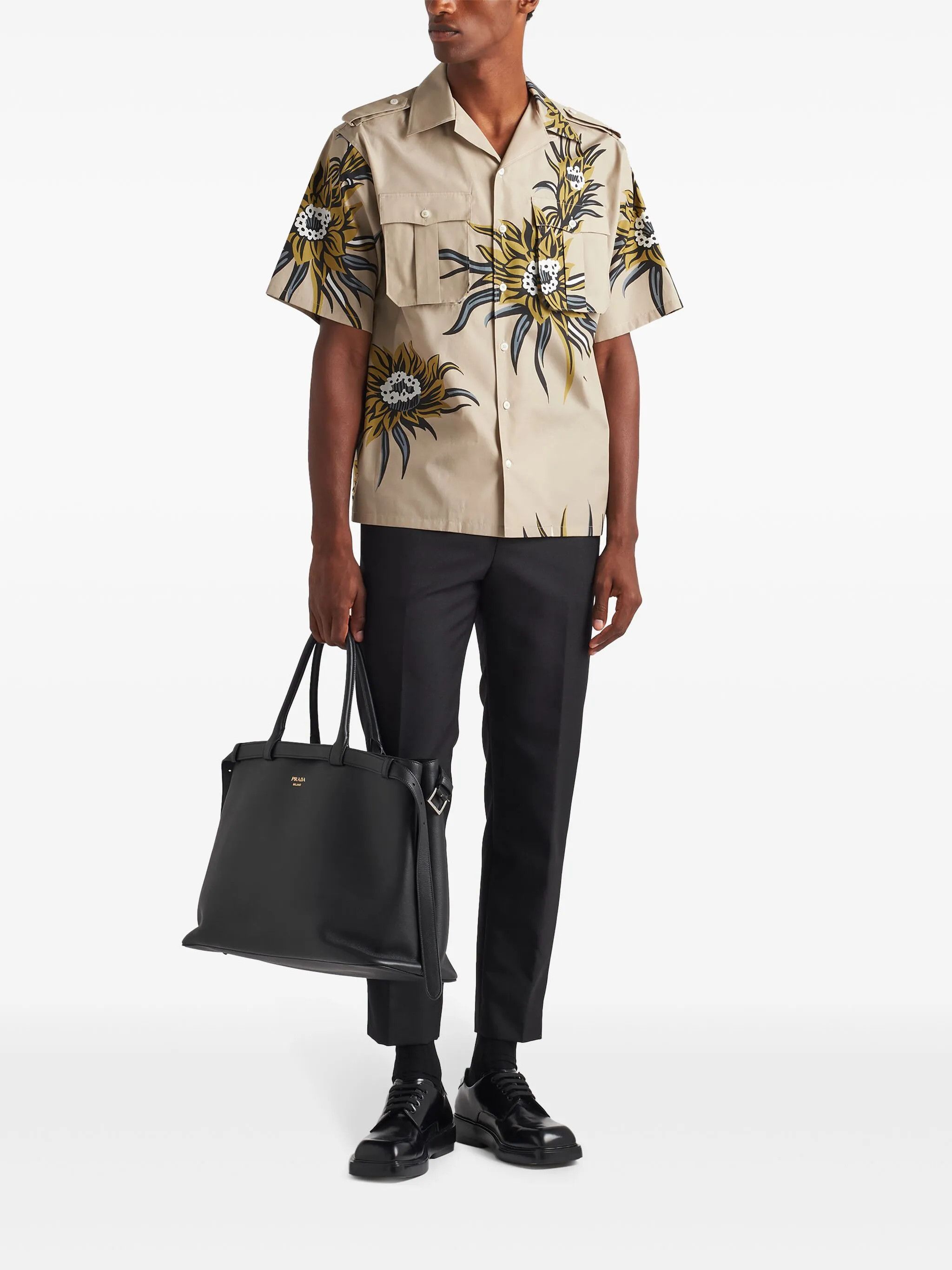 Prada o1bcso1str1025 Popeline Lilium Shirt in Multicolor Size US L / EU 52-54 / 3 - 2 Thumbnail