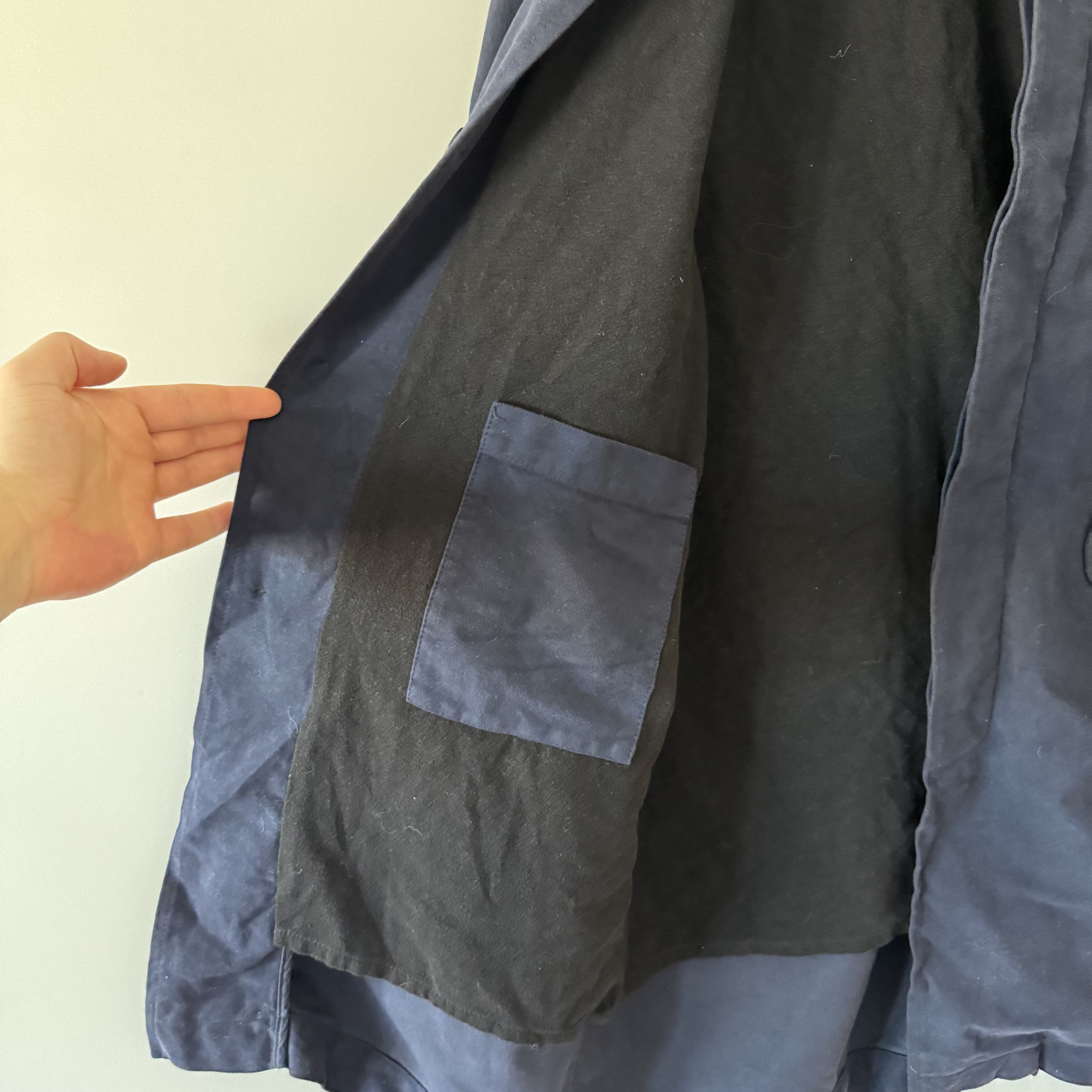 C.O.F. Studio Men's C.O.F Studio Navy Blue Moleskin Cotton Coat Size M Size US M / EU 48-50 / 2 - 9 Thumbnail