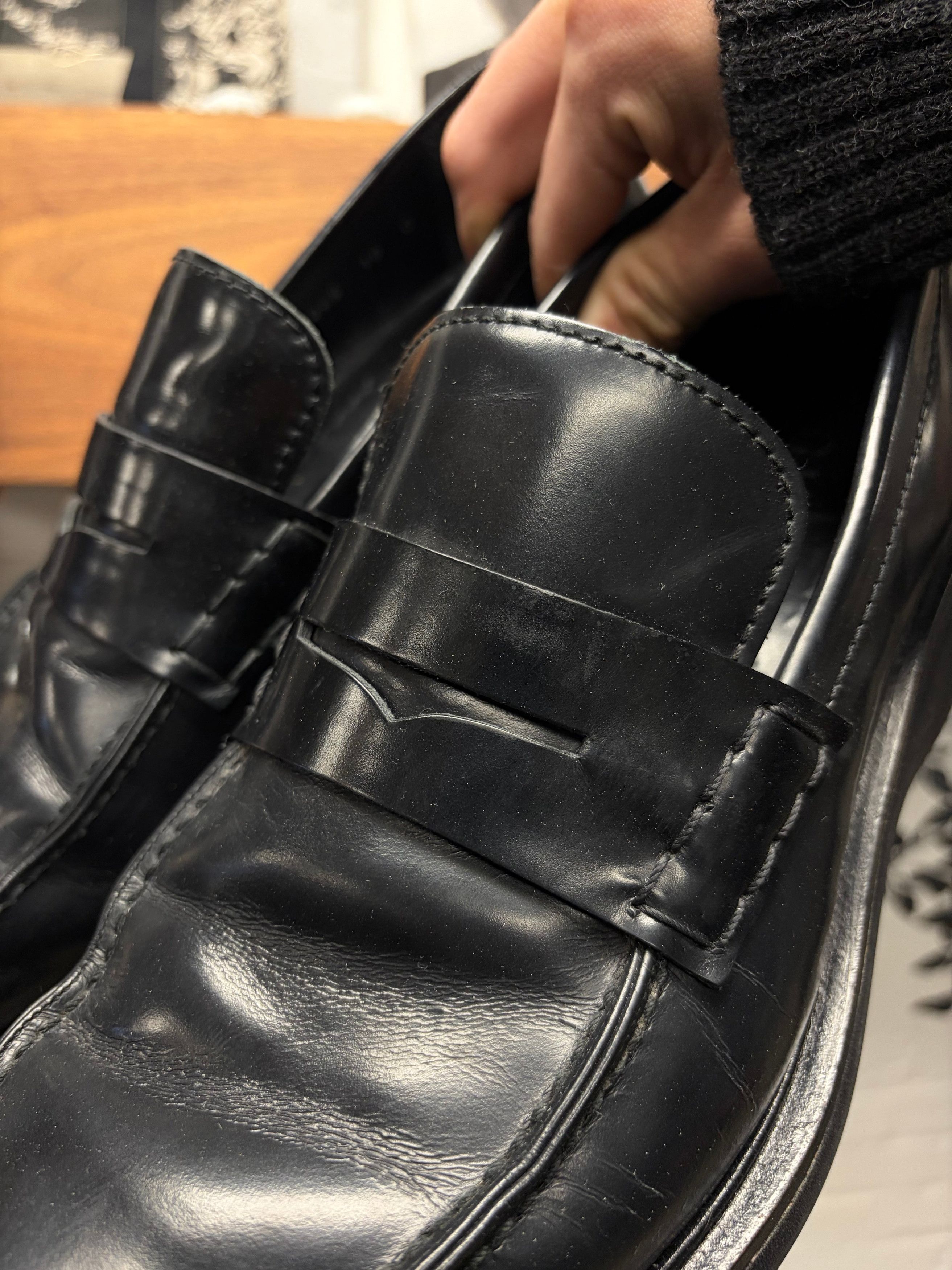 Gucci Gucci Black ‘Block Platform’ Patent Leather Penny Loafers Size US 11 / EU 44 - 2 Thumbnail
