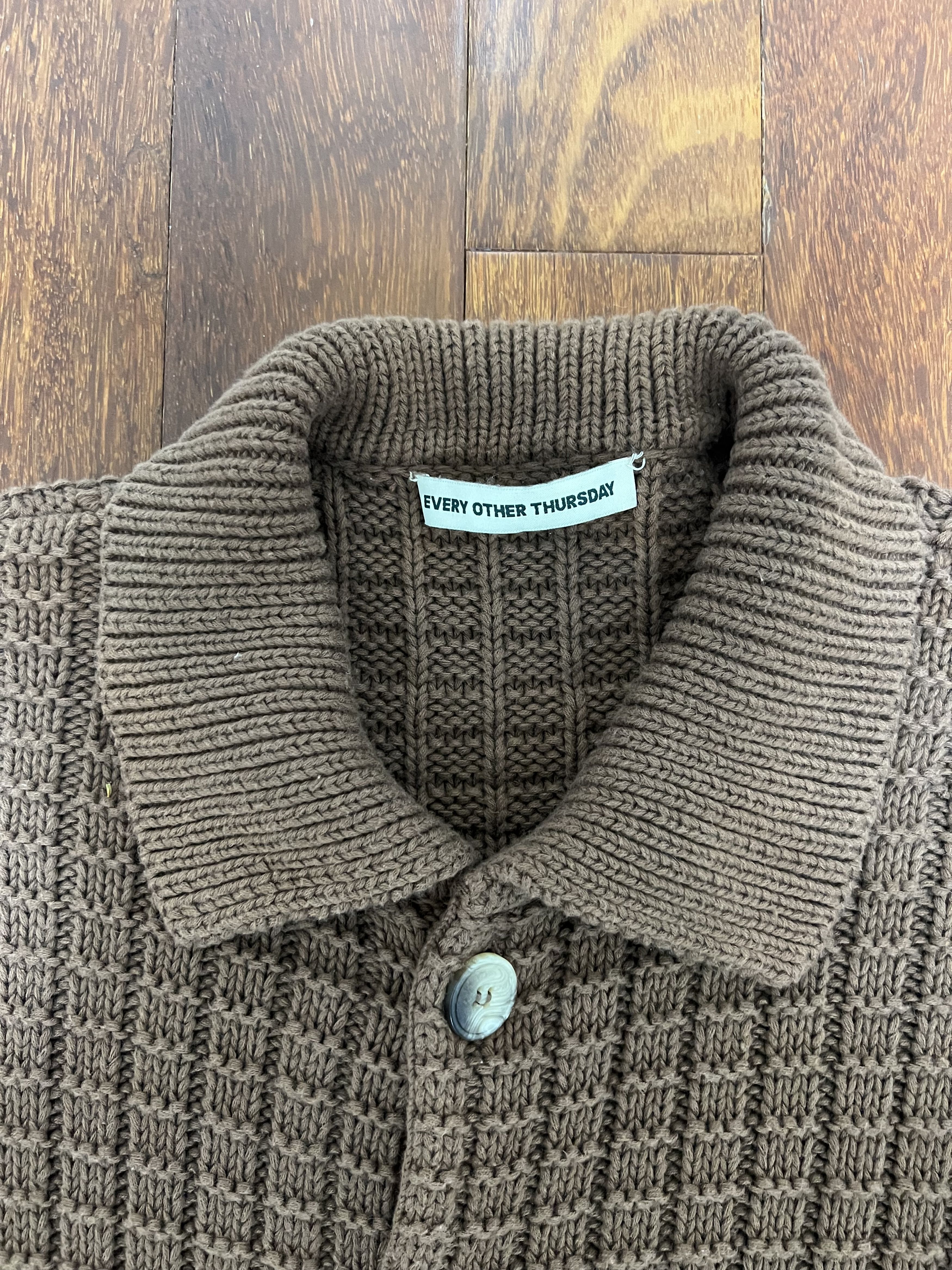 Every Other Thursday 💚 Every Other Thursday Waffle Knit Cardigan Brown NEW Size US M / EU 48-50 / 2 - 9 Thumbnail