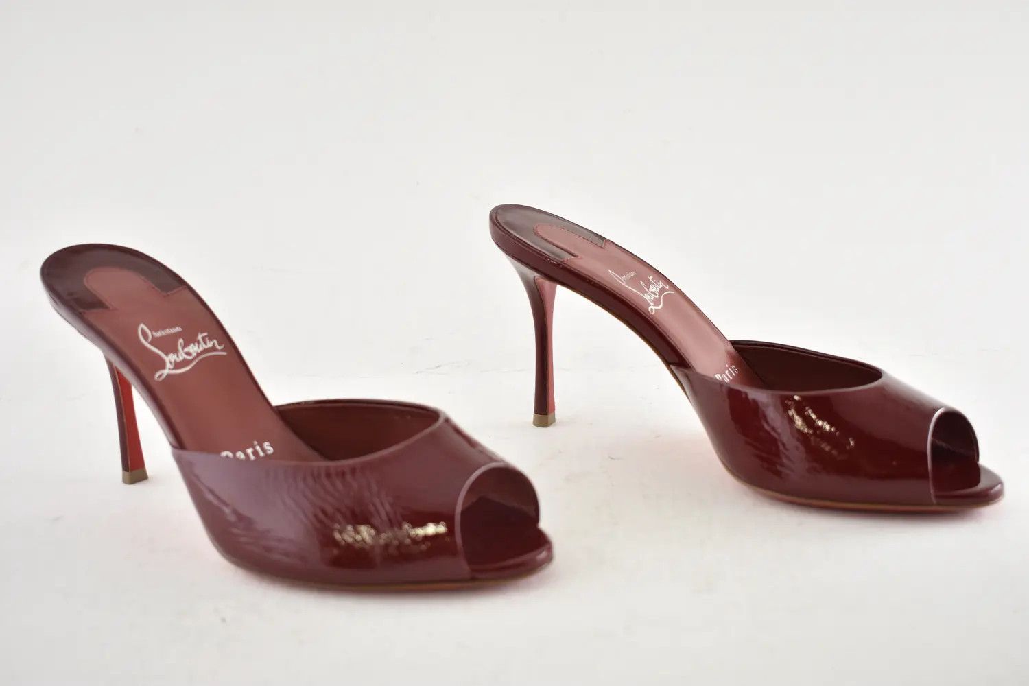 Christian Louboutin Me Dolly 85 Brownie Red Backless Sandal Mule Heel Pump 37.5 Size US 7.5 / IT 37.5 - 11 Thumbnail
