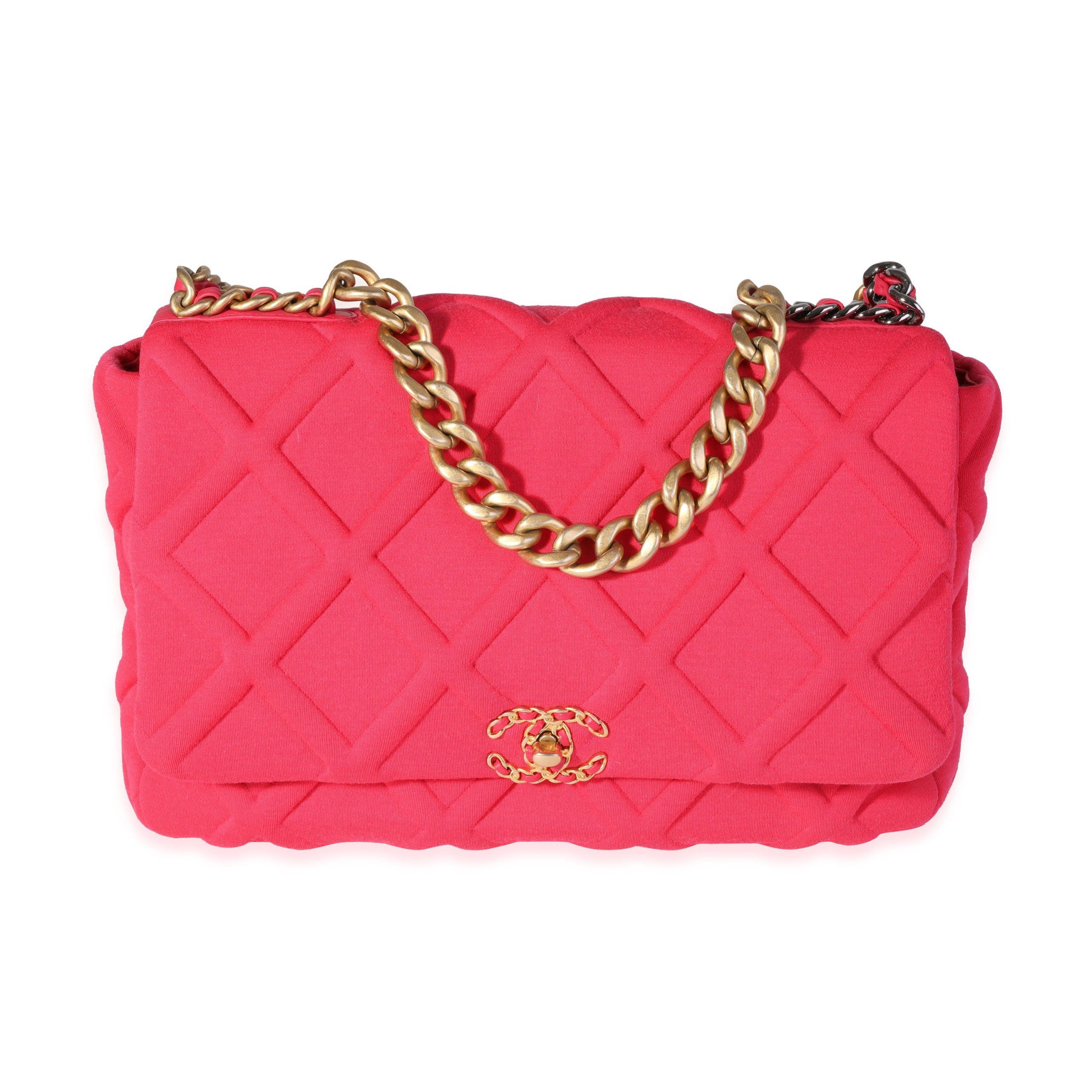 Chanel Hot Pink Quilted Jersey Large 19 Flap Bag