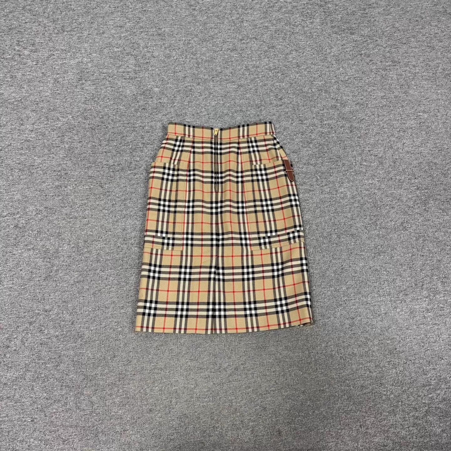 Burberry Burberry Check Leather Trim Midi Skirt 34 Size 24" / US 00 / IT 34 - 2 Thumbnail