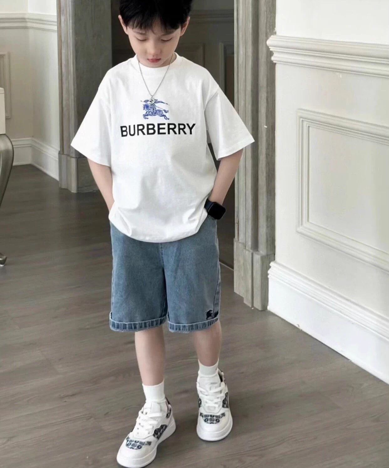 Gucci Gucci Kids Blue GG Print White Sneakers 20 Size US 5 / EU 37 - 2 Thumbnail