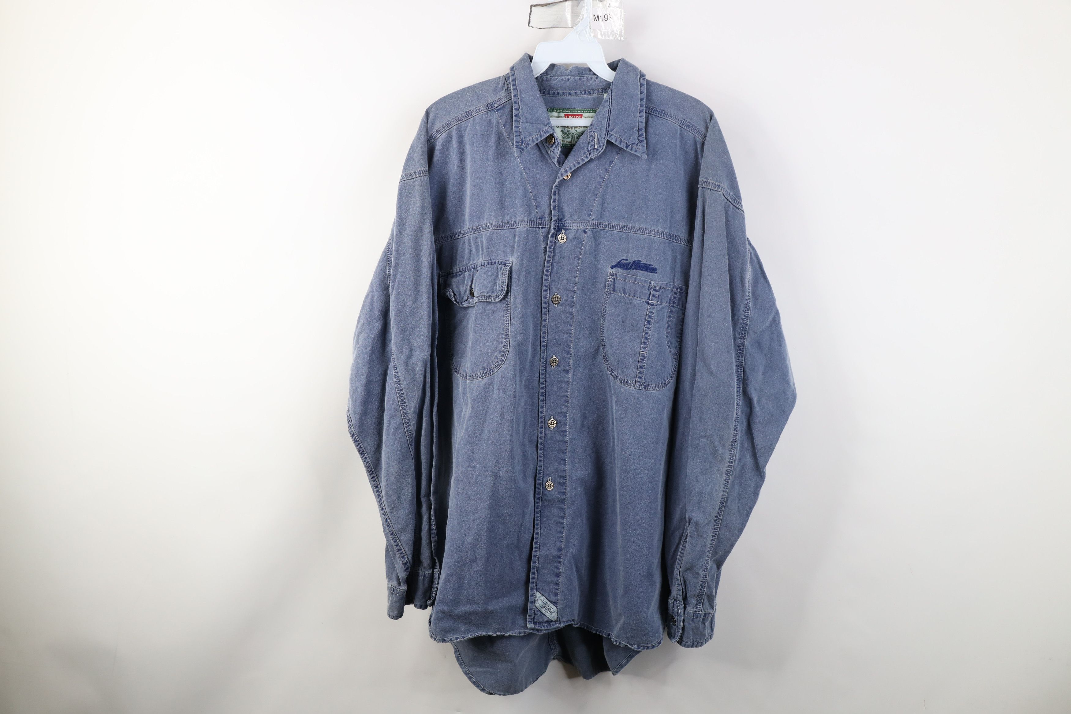 Levi's Vintage 90s Levis Stonewash Baggy Collared Button Shirt Blue Size US L / EU 52-54 / 3 - 1 Thumbnail
