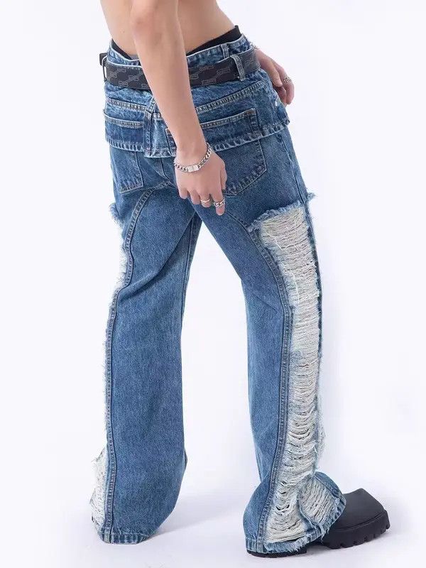 VIBE Street fringed side ripped bootcut jeans Size US 32 / EU 48 - 2 Thumbnail
