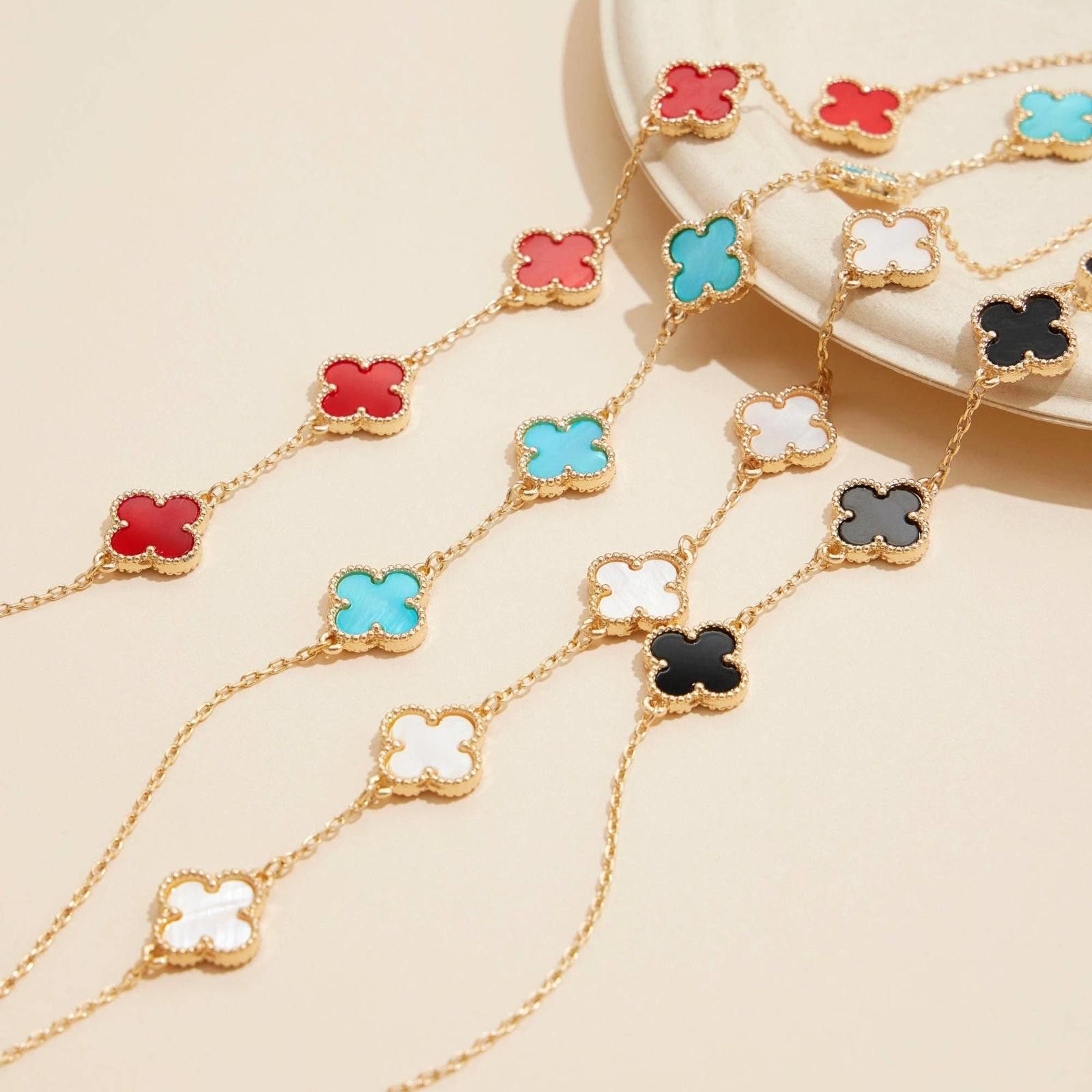 Other Gold Chain Clover Necklace with Shell Inlay Charms Size ONE SIZE - 9 Thumbnail