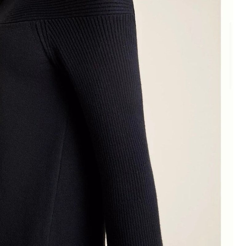 Anthropologie Anthropologie Elise Ribbed Tunic Boatneck Sweater Black XS Size XS / US 0-2 / IT 36-38 - 2 Thumbnail