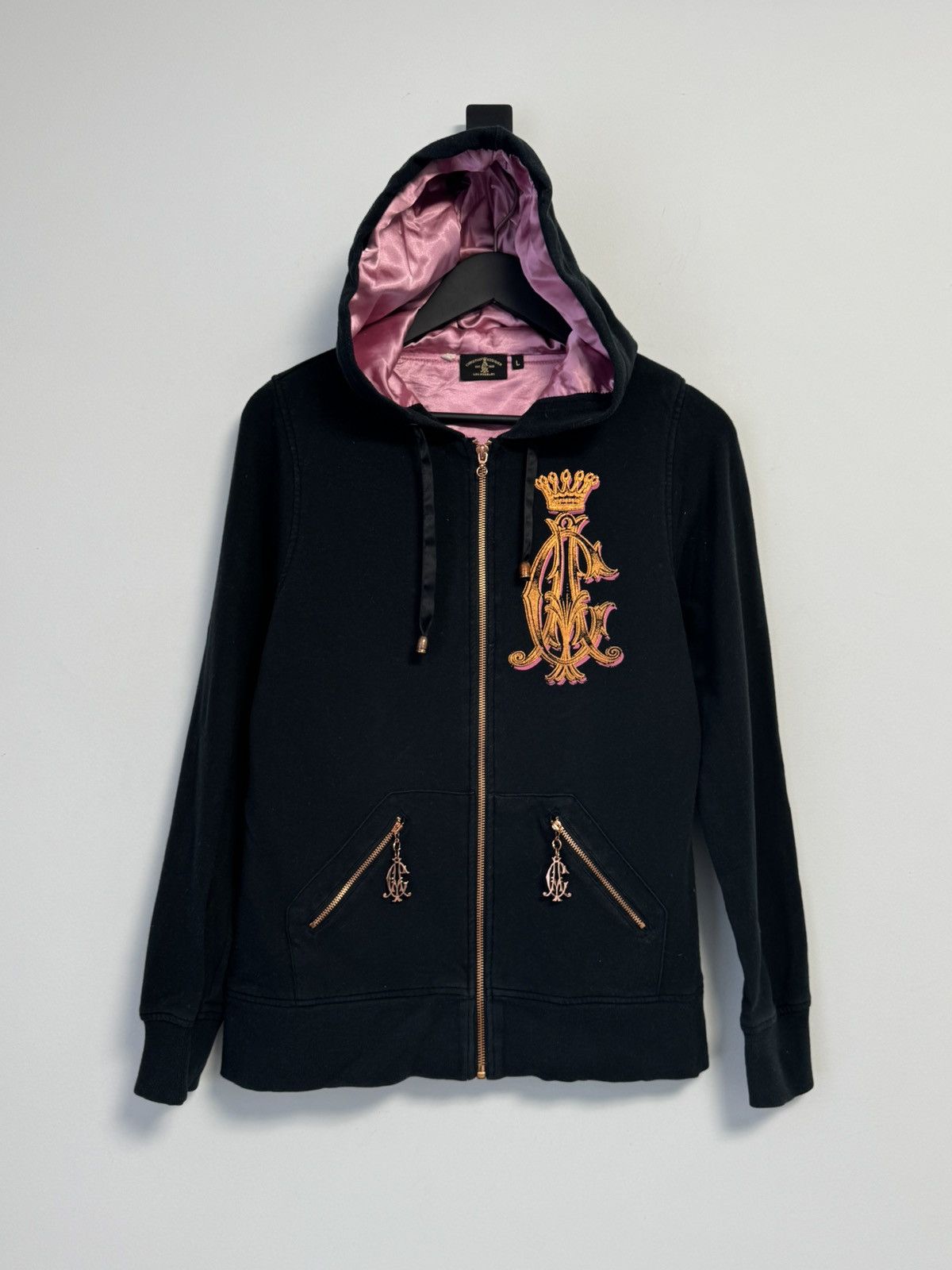 Christian Audigier VTG Christian Audigier Black Zip Hoodie Size L / US 10 / IT 46 - 1 Thumbnail